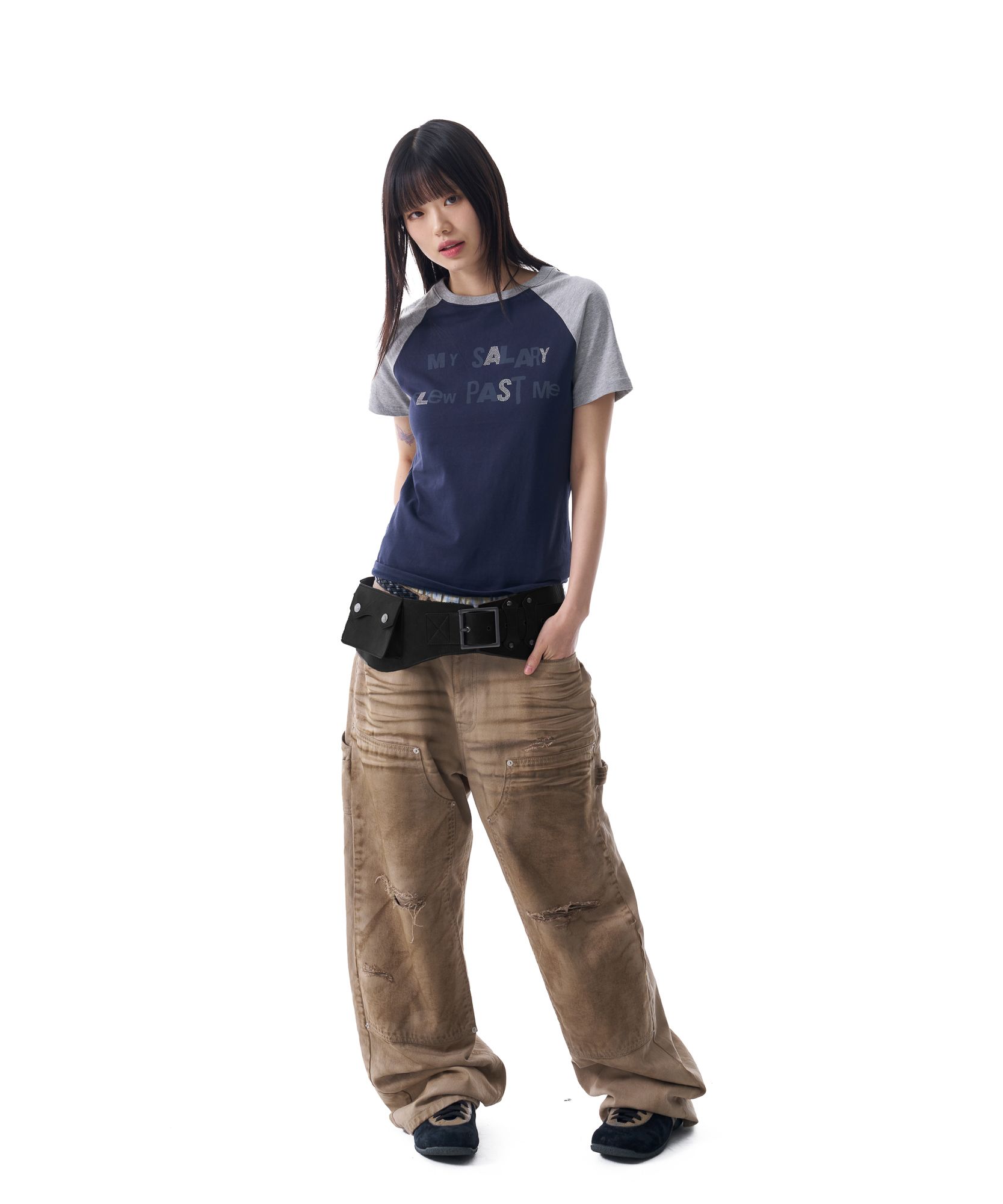 ◆25SS AAKAM Rhinestone Graphic Raglan Half Top/2色◆ MUSINSA | AAKAM Rhinestone Graphic Raglan Half Top (Navy)