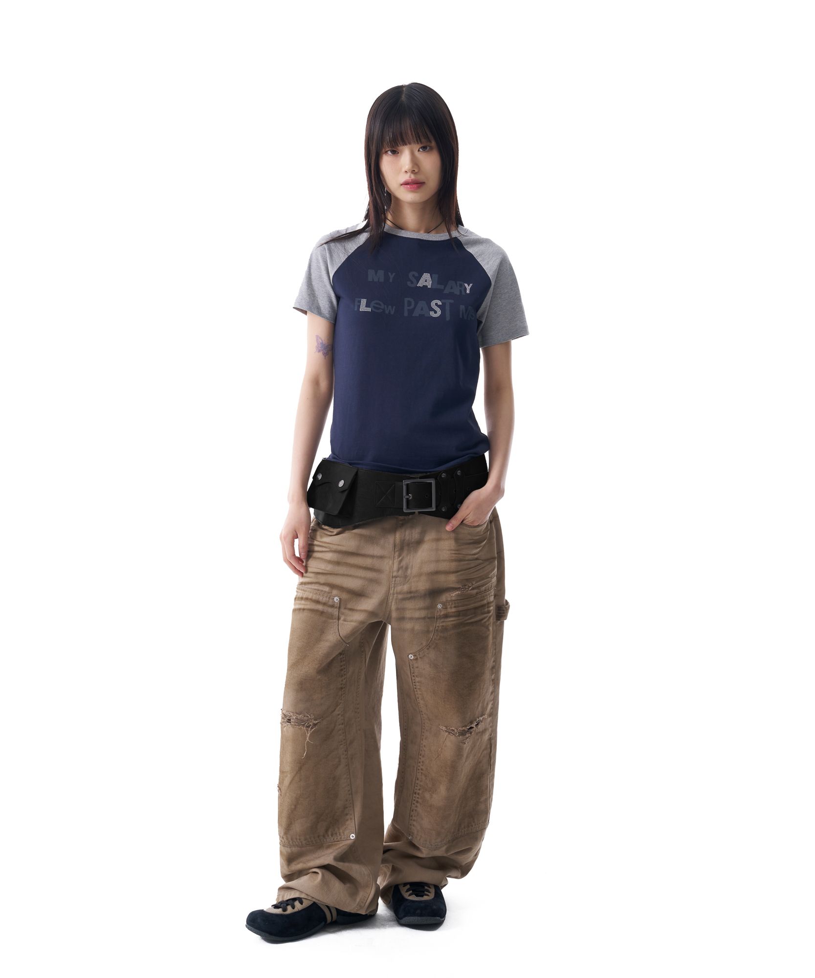 ●AAKAM● 25SS AKM Rhinestone Raglan Half Top MUSINSA | AAKAM AKM Rhinestone Raglan Half Top (Gray)