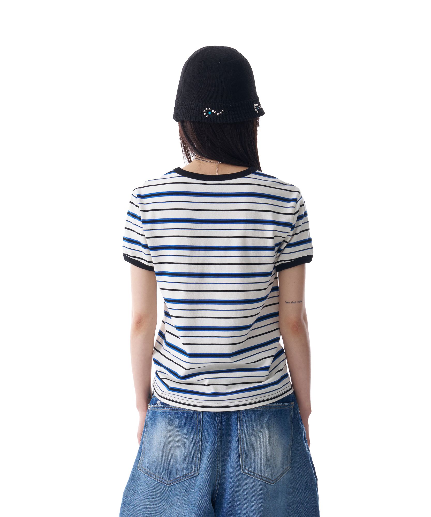 MUSINSA | AAKAM Striped Ringer Top (Ivory-Blue)