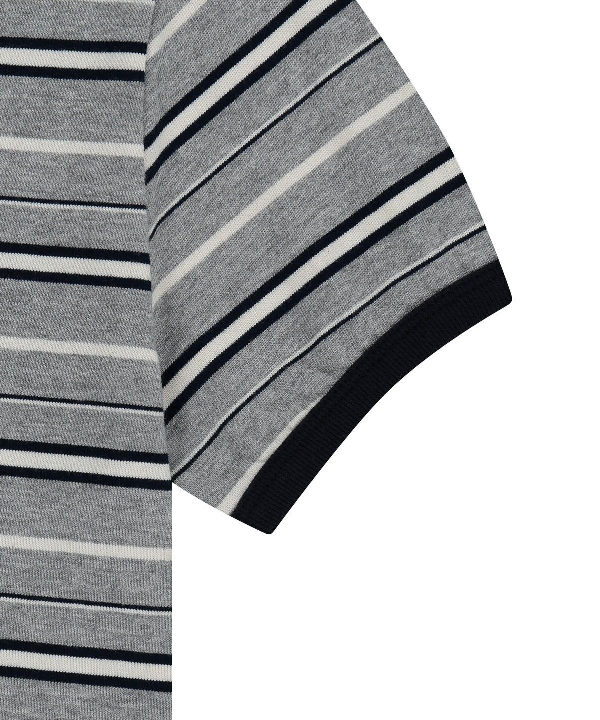아캄(AAKAM) Striped Ringer Top (Gray-Navy)