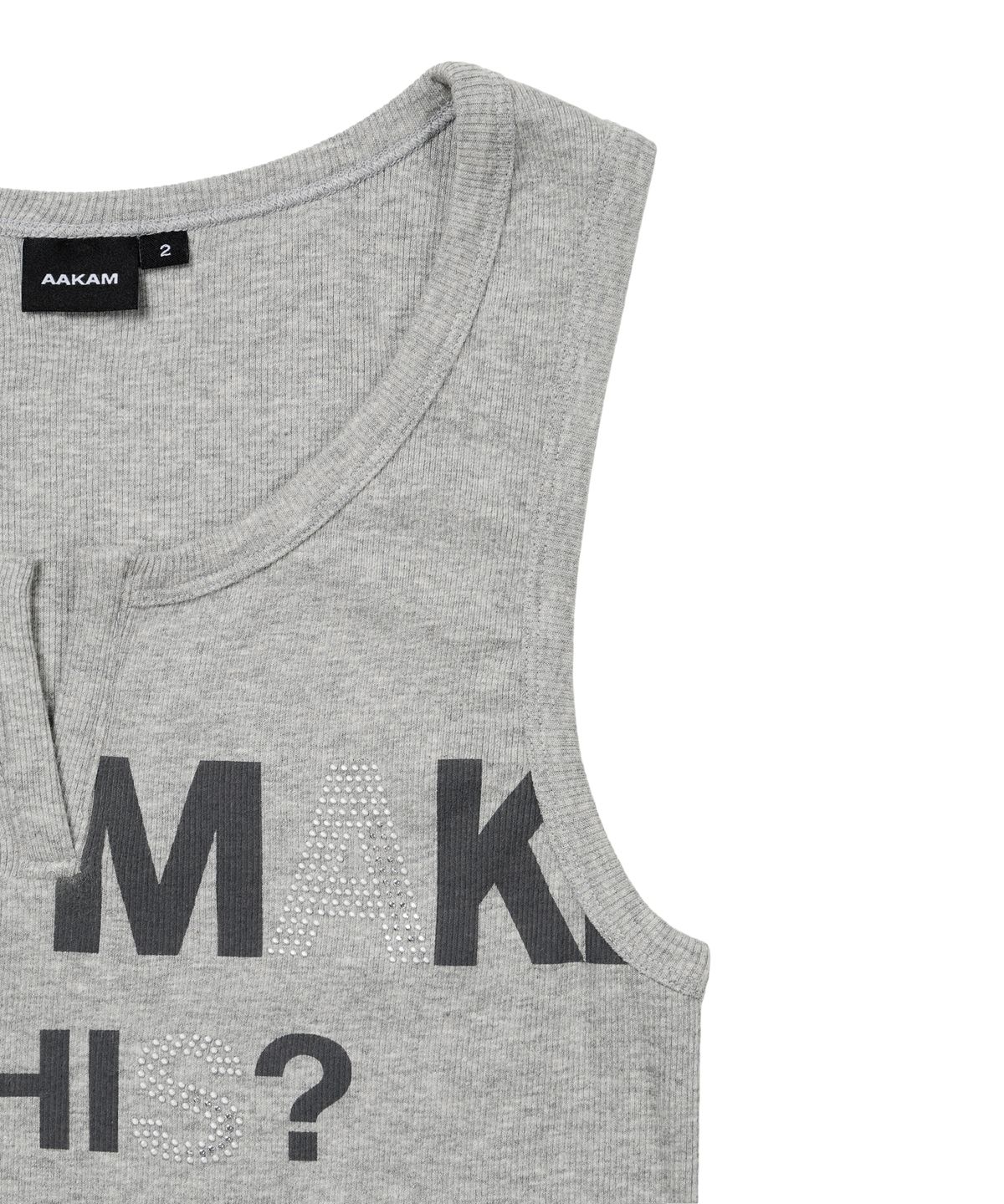 아캄(AAKAM) Rhinestone Slit Sleeveless (Gray)