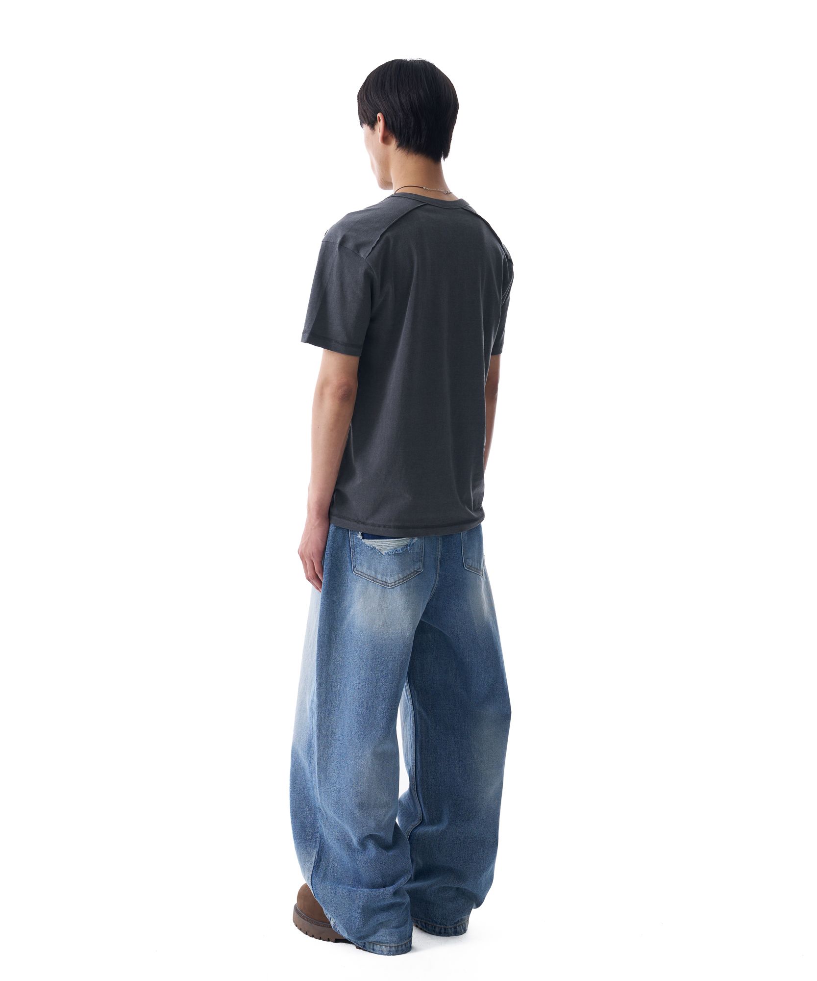 Tシャツ・カットソー AAKAM Incision Henry Neck Half Top 5SH063 MUSINSA公式 | AAKAM Incision Henry Neck Half Top (Dark Gray)