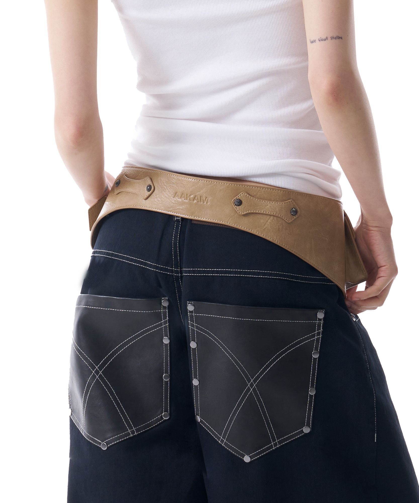 【AAKAM】STUDDED BELT BAG MUSINSA | AAKAM Studded Belt Bag (Beige)