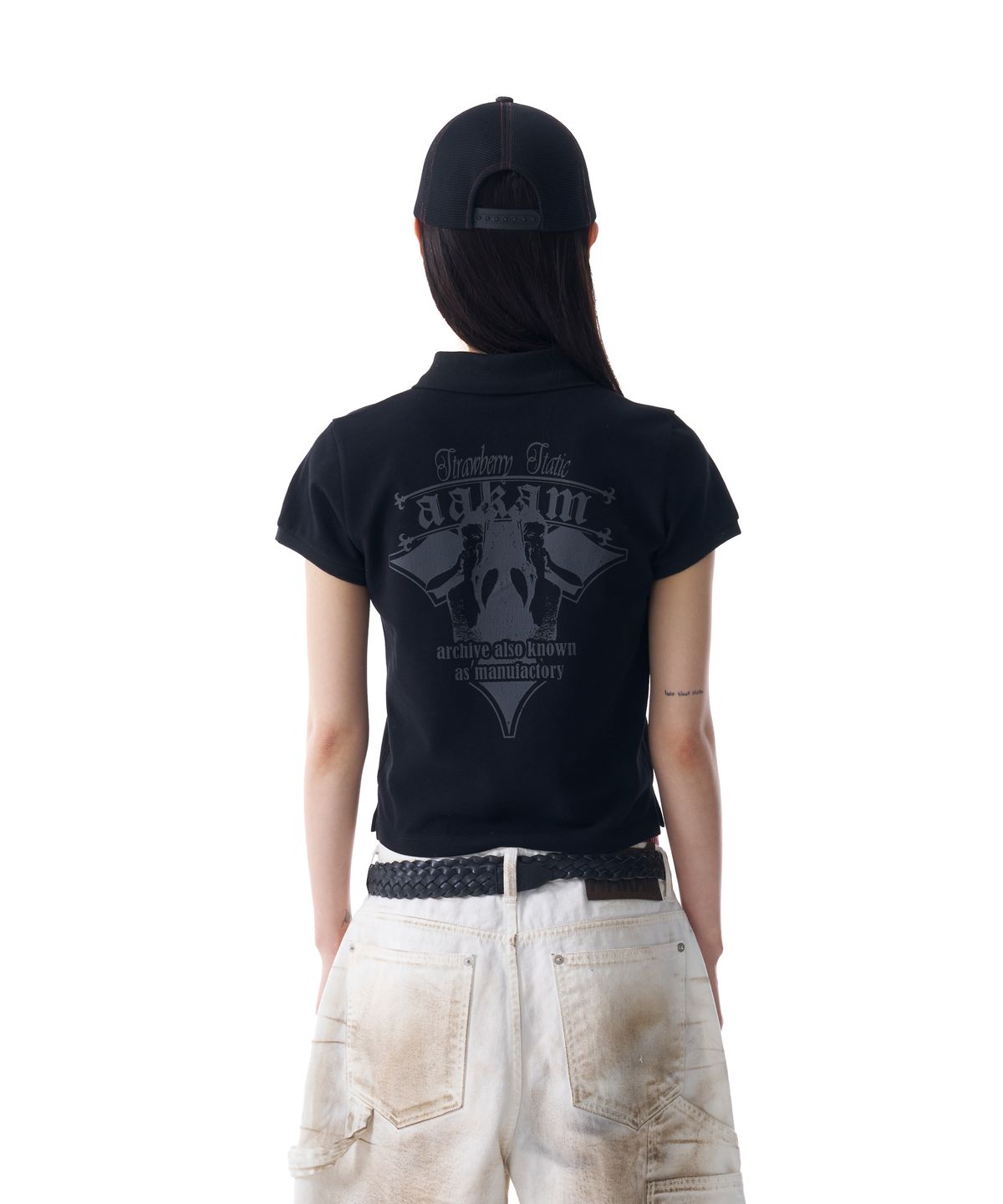아캄(AAKAM) Crack Printed PK T-Shirts (Black)