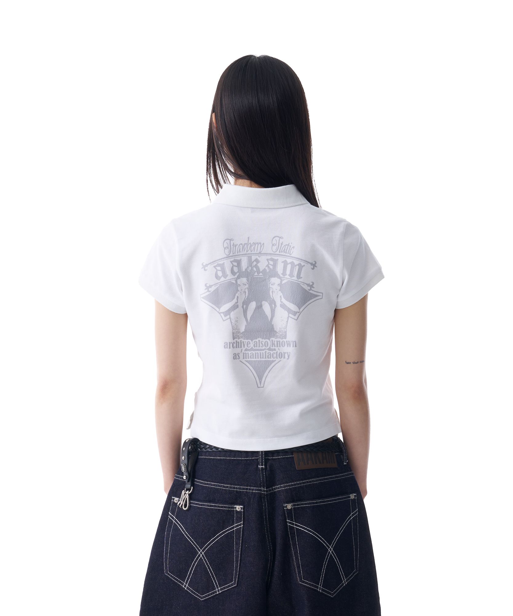 MUSINSA公式 | AAKAM Crack Printed PK T-Shirts (White)