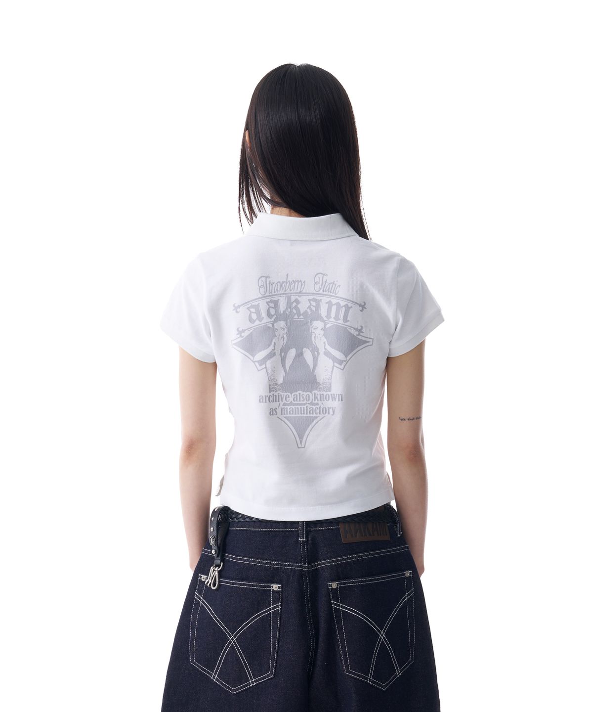 아캄(AAKAM) Crack Printed PK T-Shirts (White)