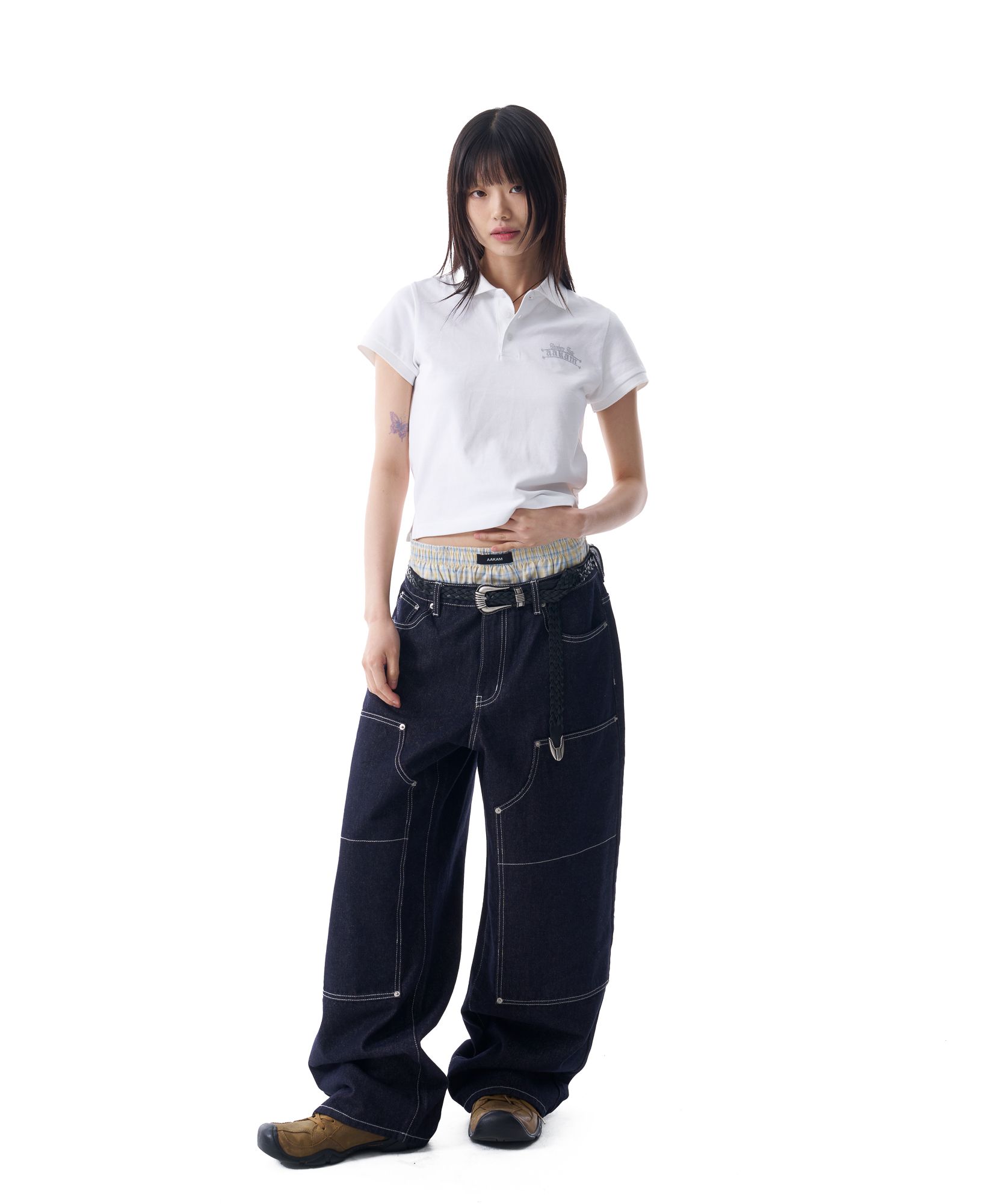 MUSINSA公式 | AAKAM Crack Printed PK T-Shirts (White)