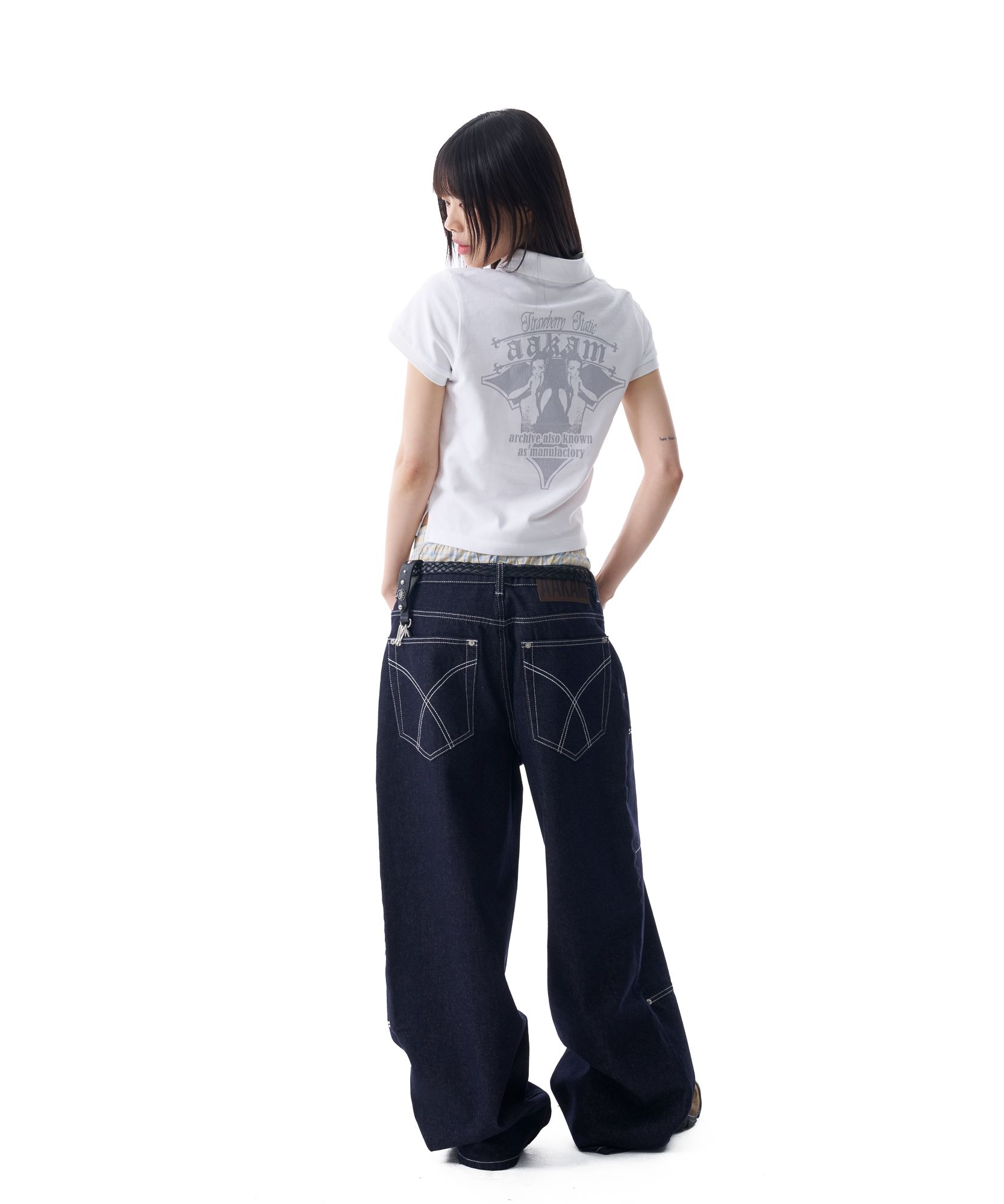 MUSINSA公式 | AAKAM Crack Printed PK T-Shirts (White)