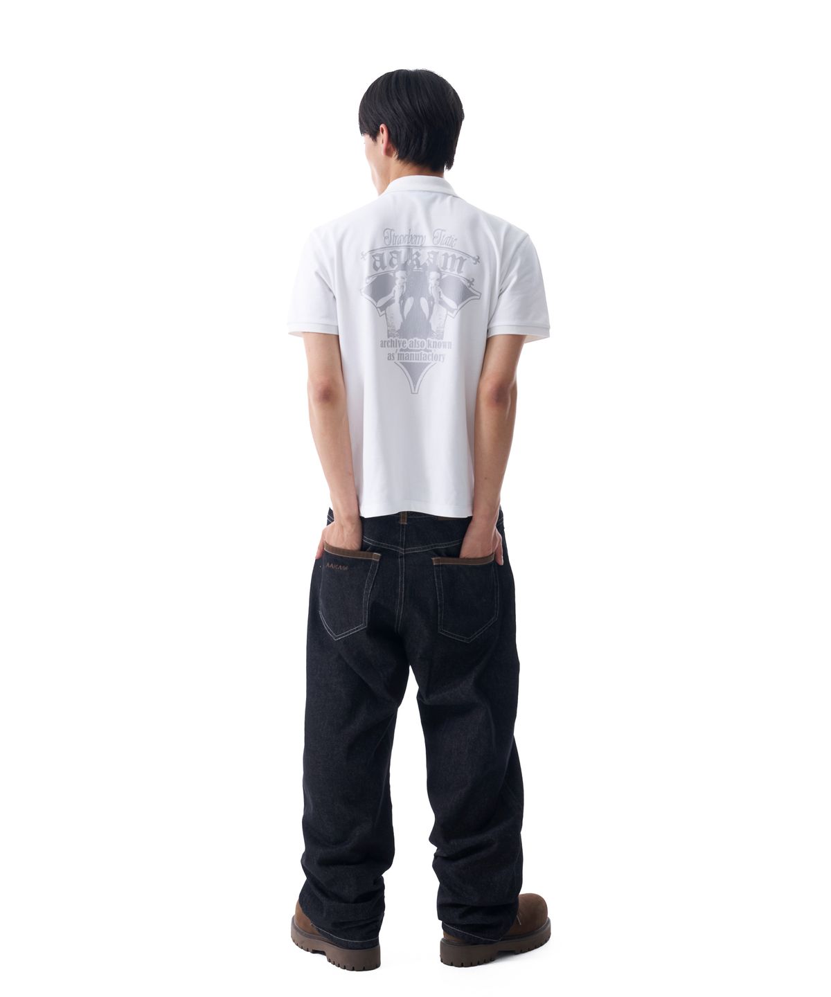 아캄(AAKAM) Crack Printed PK T-Shirts (White)