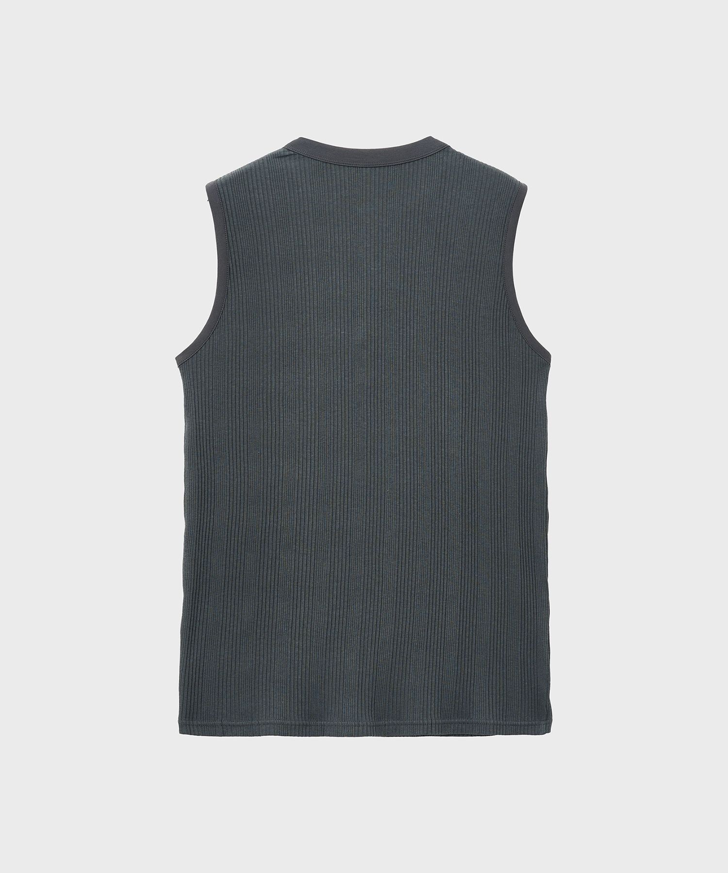 ★noirer★ Multi-ribbed henley neck sleeveless dark gray N25 MUSINSA公式 | NOIRER Multi-Ribbed Henley Neck Sleeveless