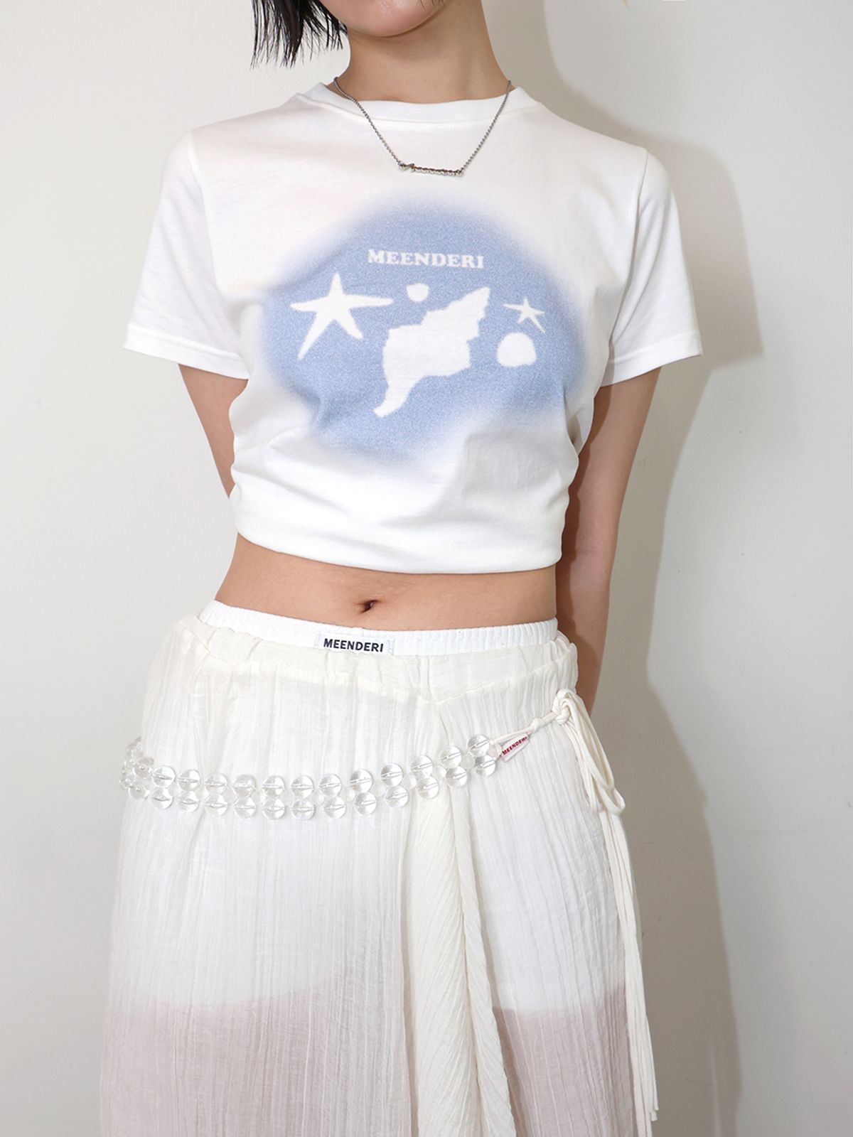 민더리(MEENDERI) SHELLY SUMMER PRINT T-SHIRT - SKY BLUE