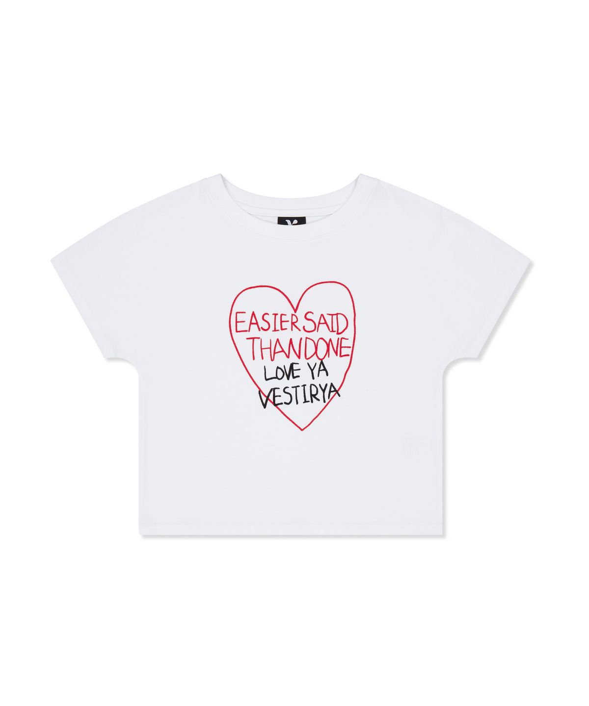 베스티리아(VESTIRYA) Heart Graffiti Crop T-shirts White