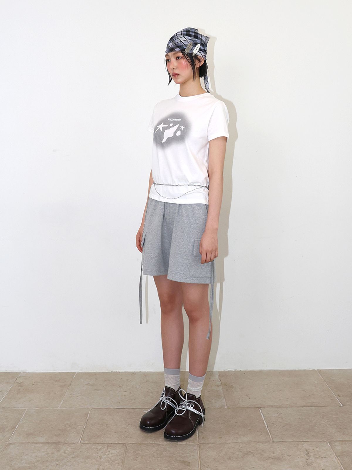 민더리(MEENDERI) SIDE STRAP POCKET SHORTS - GREY