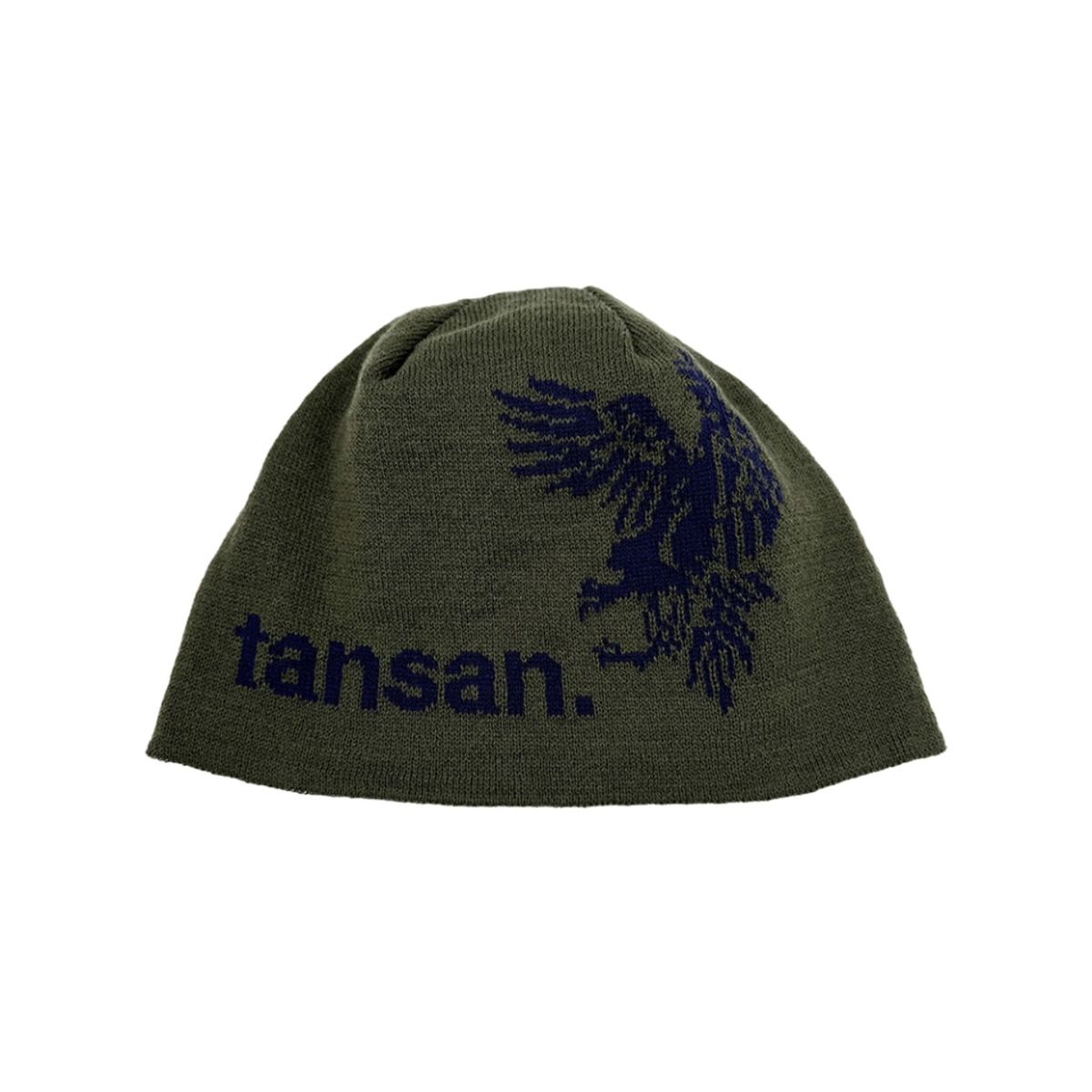 JACQUARD VULTURE BEANIE IN KHAKI FRONT