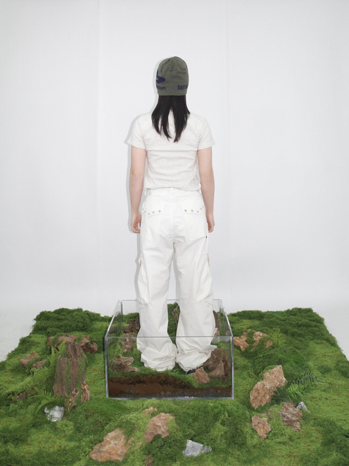 JACQUARD VULTURE BEANIE IN KHAKI 3