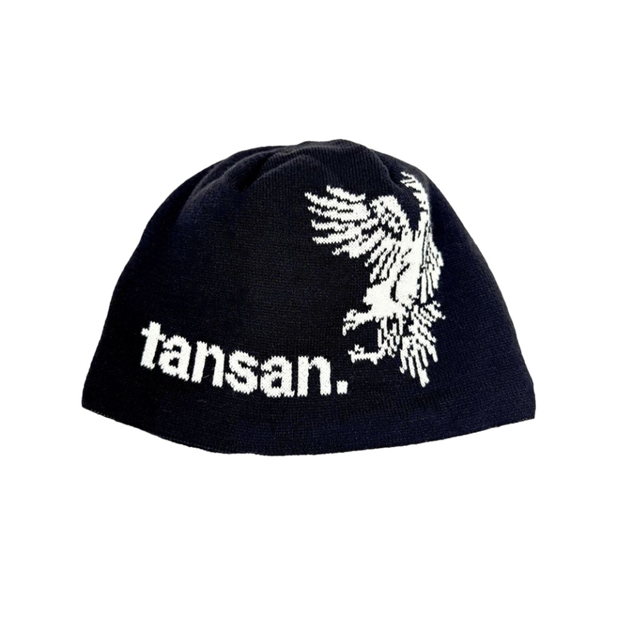 JACQUARD VULTURE BEANIE IN BLACK FRONT