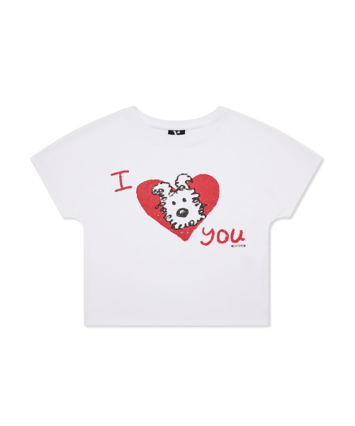 베스티리아(VESTIRYA) My Puppy Valentine Crop T-shirts White