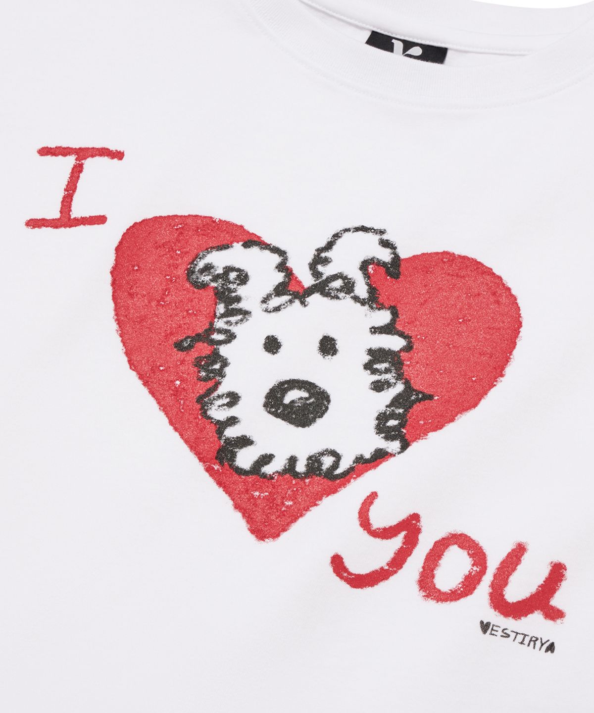 베스티리아(VESTIRYA) My Puppy Valentine Crop T-shirts White