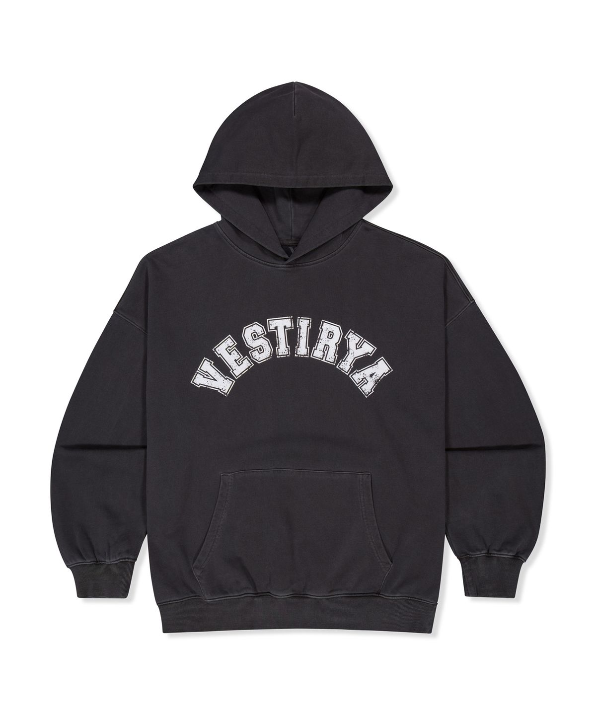 베스티리아(VESTIRYA) Heritage Arch Logo Over fit Hoodie Charcoal