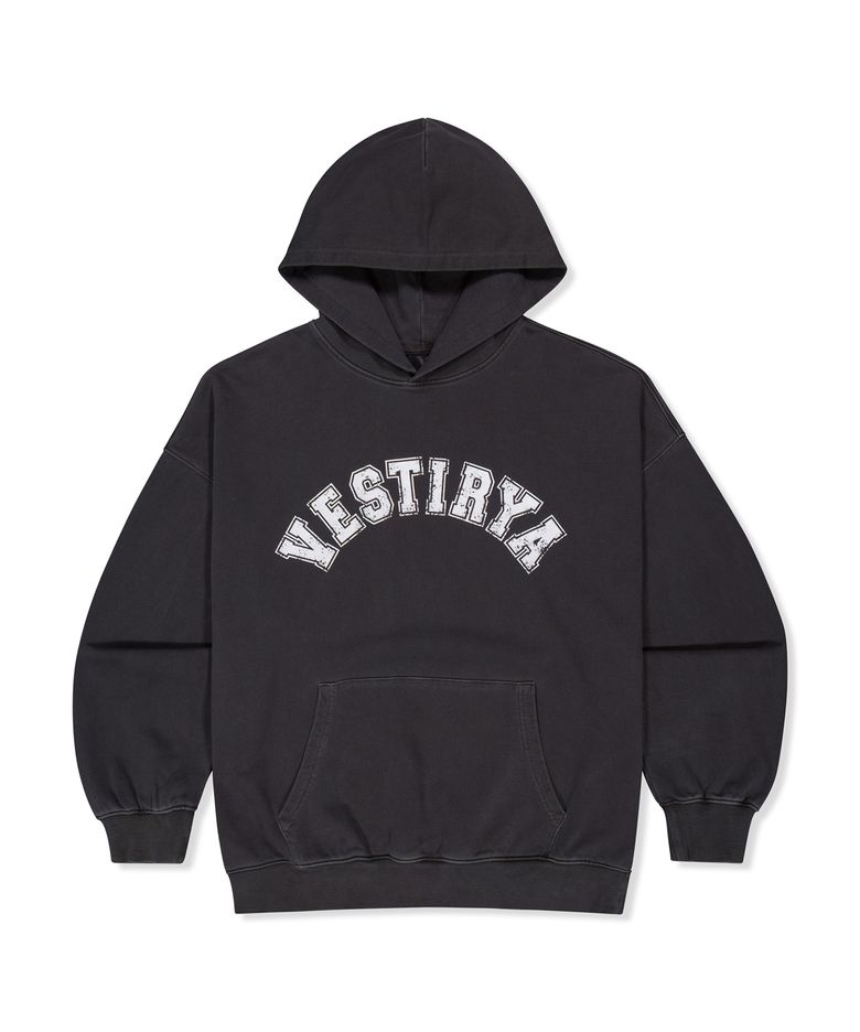 Heritage Arch Logo Over fit Hoodie Charcoal