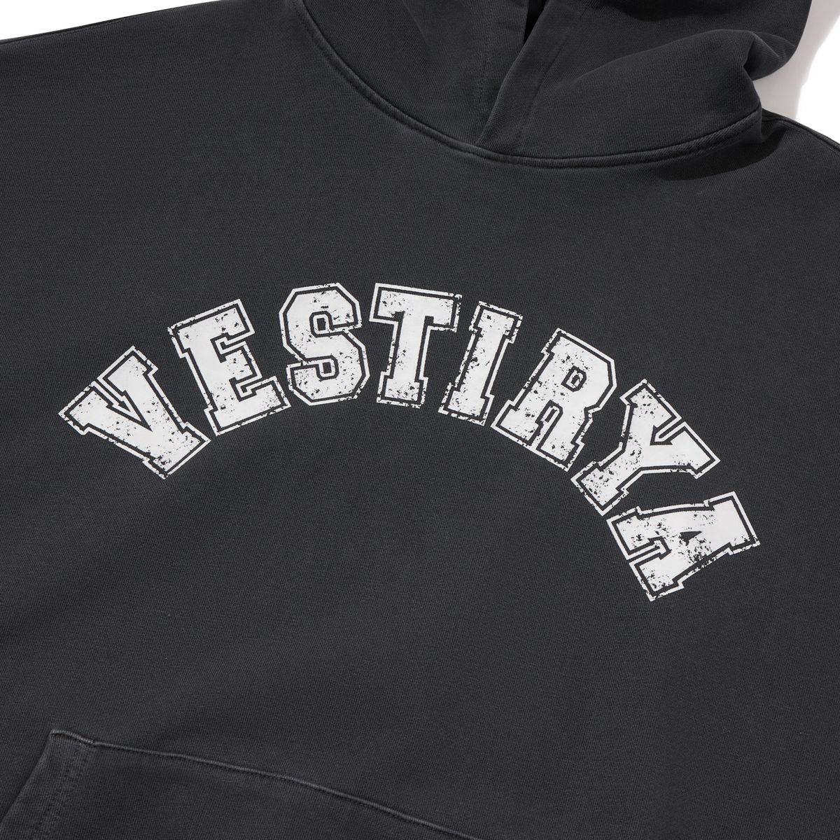 베스티리아(VESTIRYA) Heritage Arch Logo Over fit Hoodie Charcoal