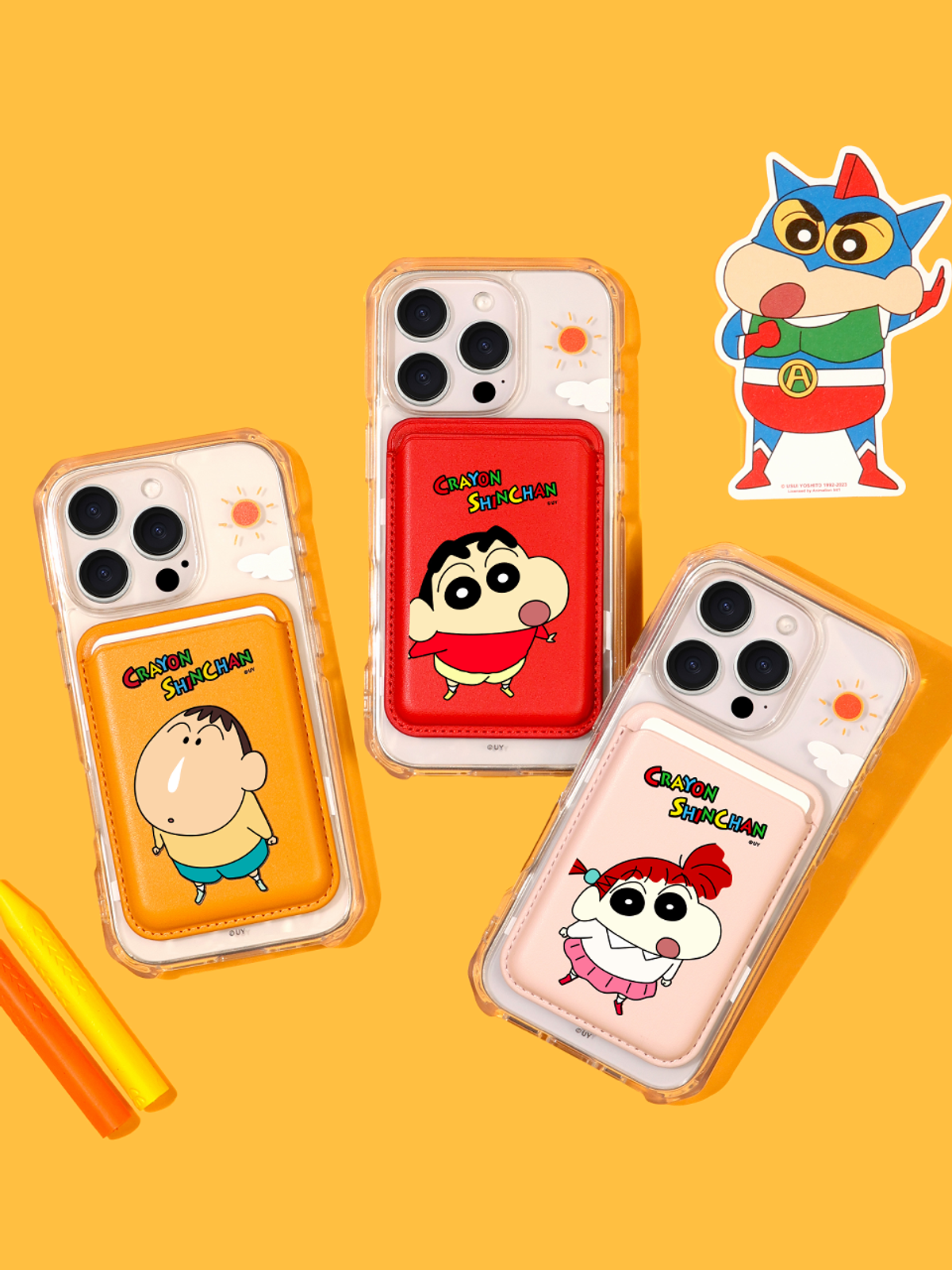 디자인스킨(DESIGNSKIN) 맥세이프 케이스+레더 포켓 SET_짱구는못말려