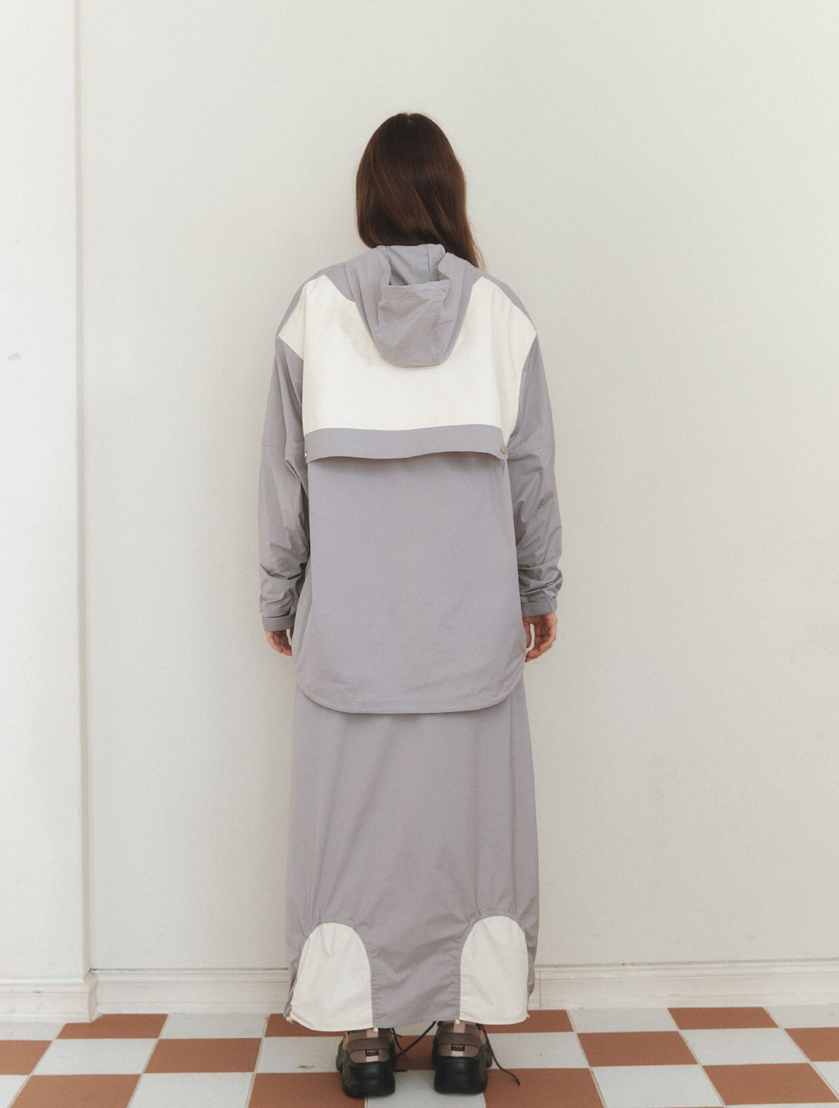 클루니(CLUNY) Utility Windbreaker Long Sleeve Anorak - gray