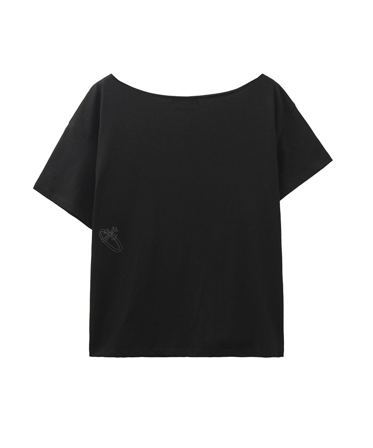 렌세(RENSE) Ring Graphic One Shoulder Tee Black
