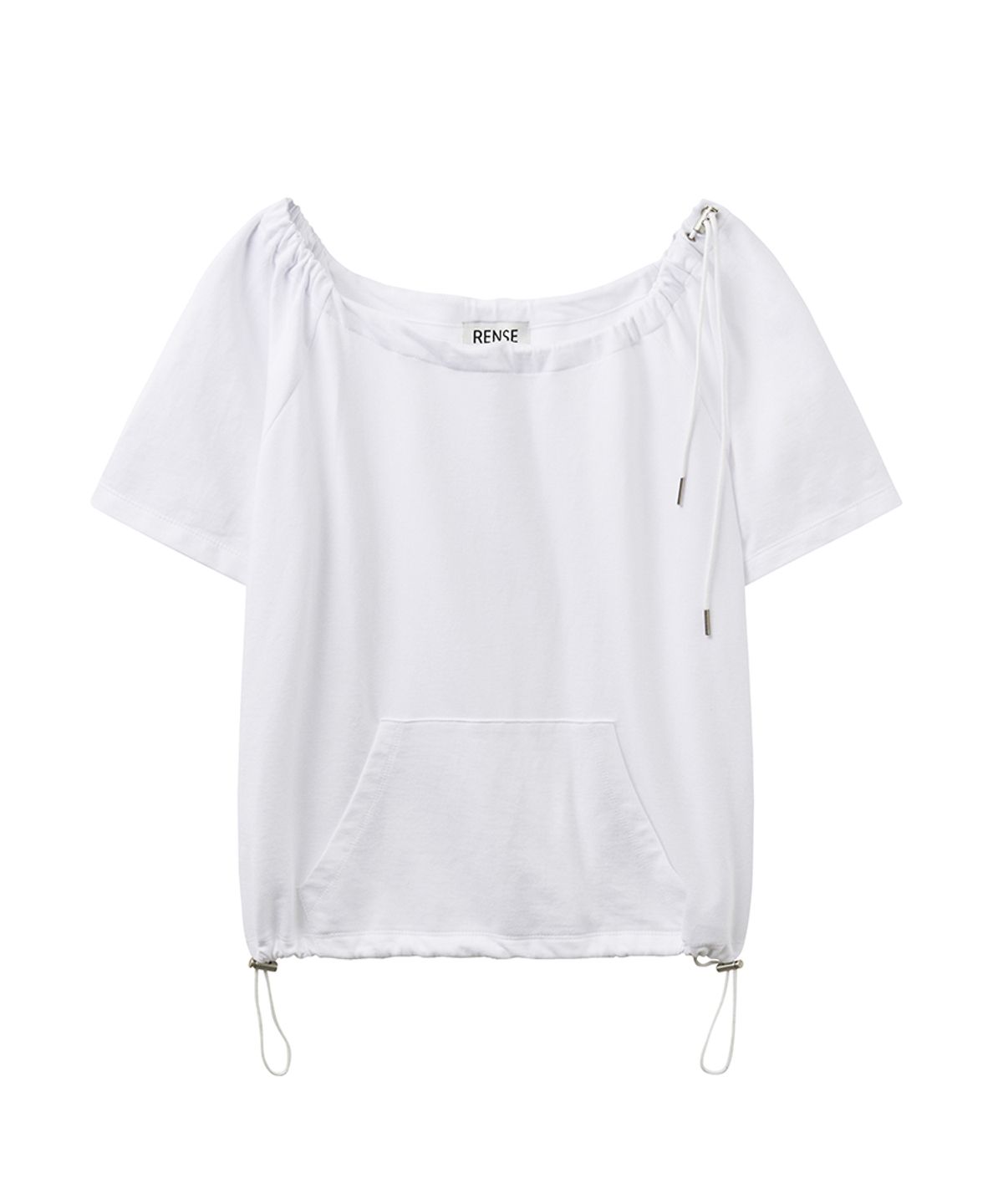 렌세(RENSE) Drawstring Off Shoulder Tee White