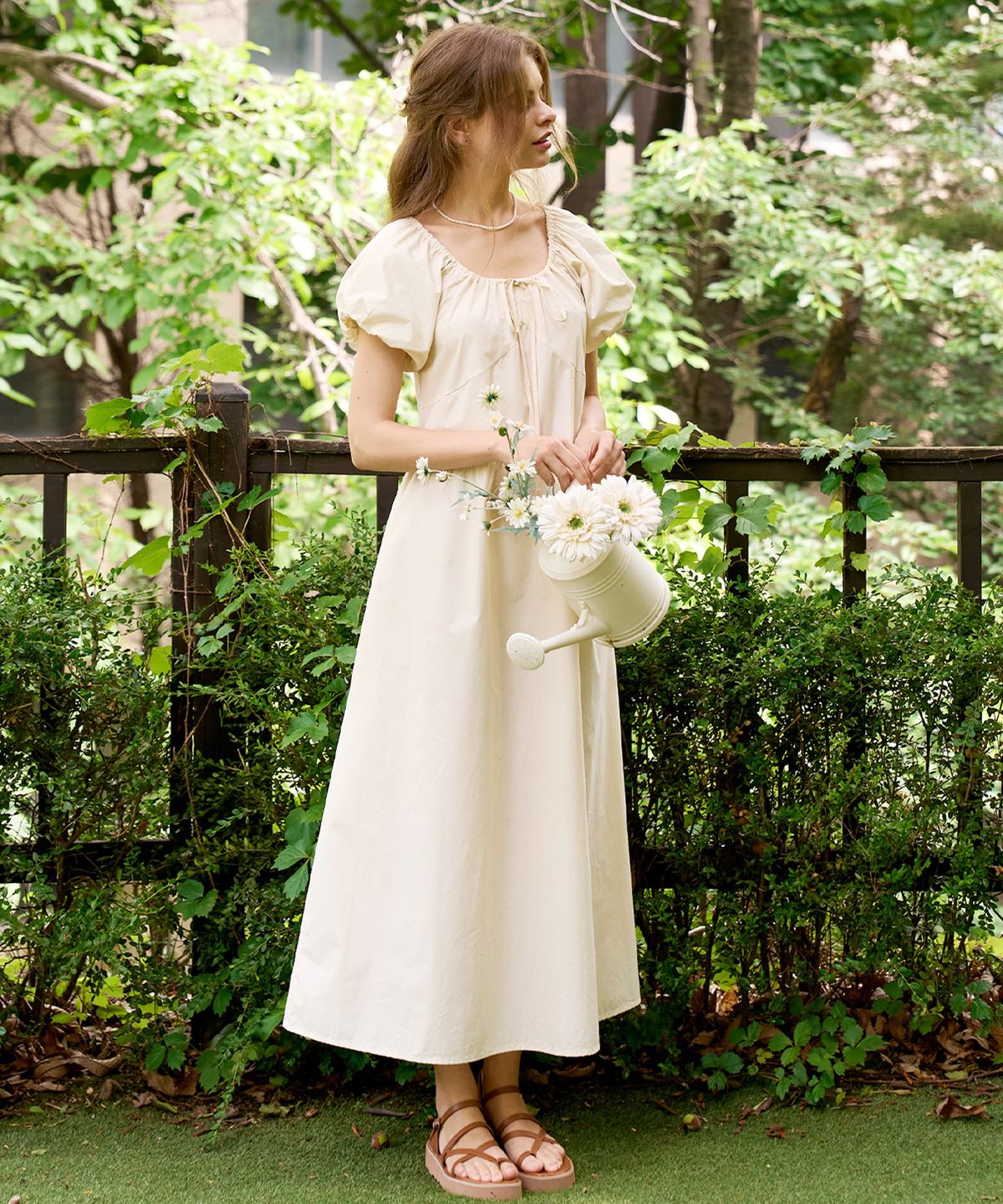 슬로우롤리(SLOWLOLLI) Puff shirring long dress_3 Colors