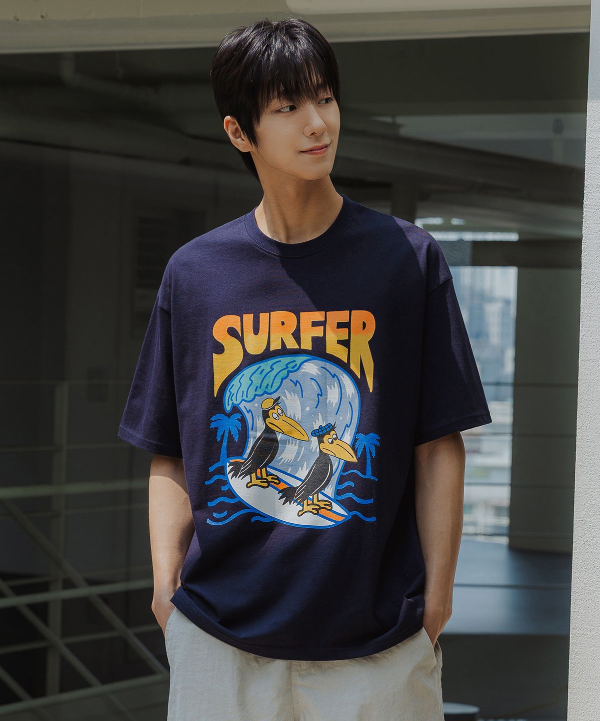 앨빈클로(ALVINCLO) 서퍼 오버핏 반팔티 AST4811 (2 COLOR)