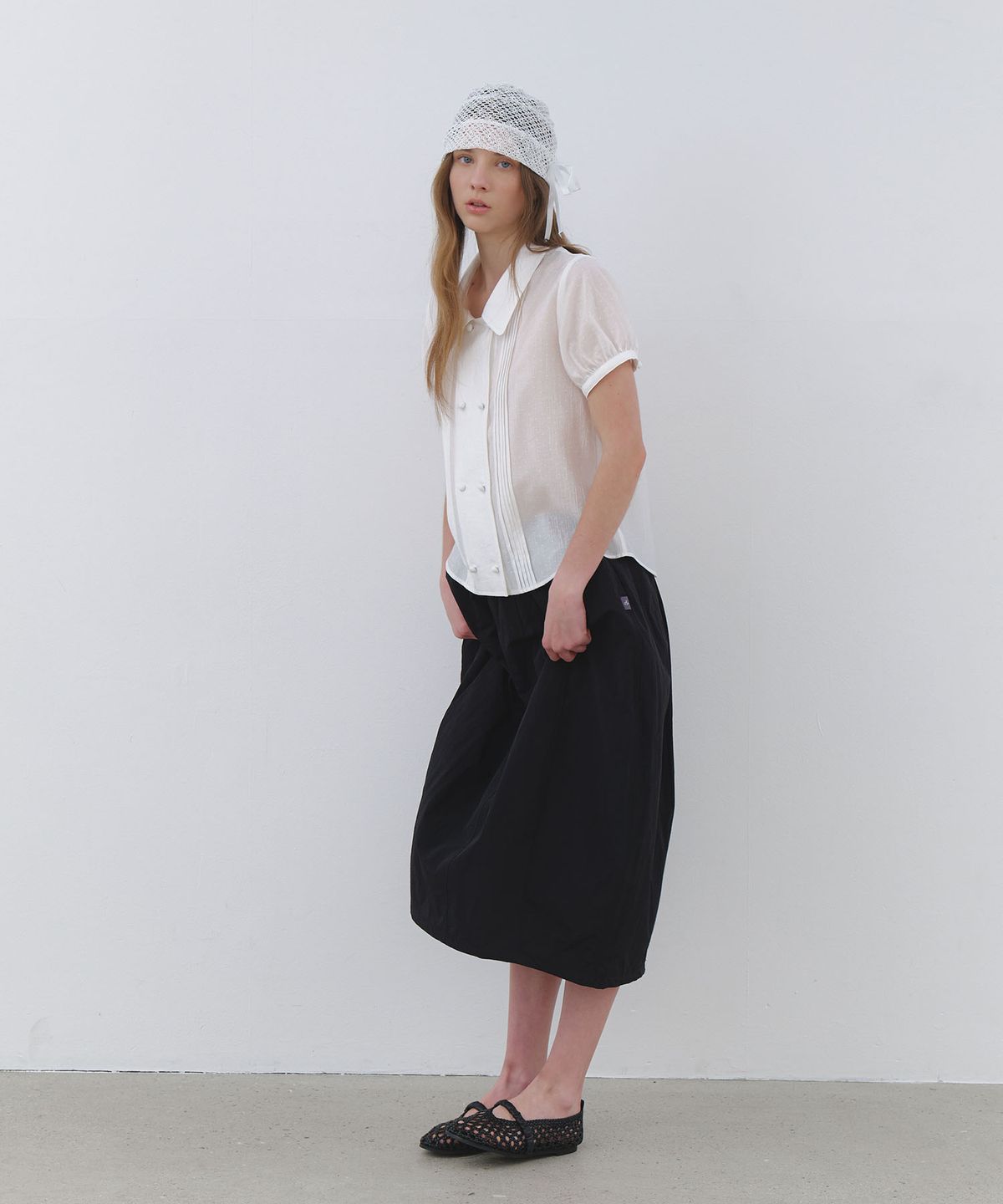 클루니(CLUNY) Tulip Volume Long Skirt - black