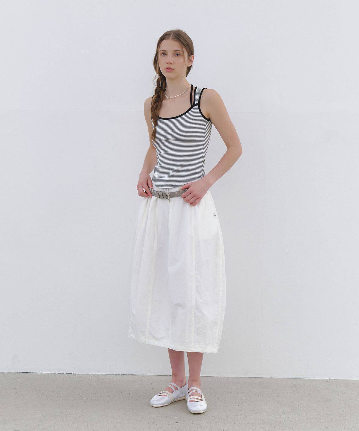 클루니(CLUNY) Tulip Volume Long Skirt - black