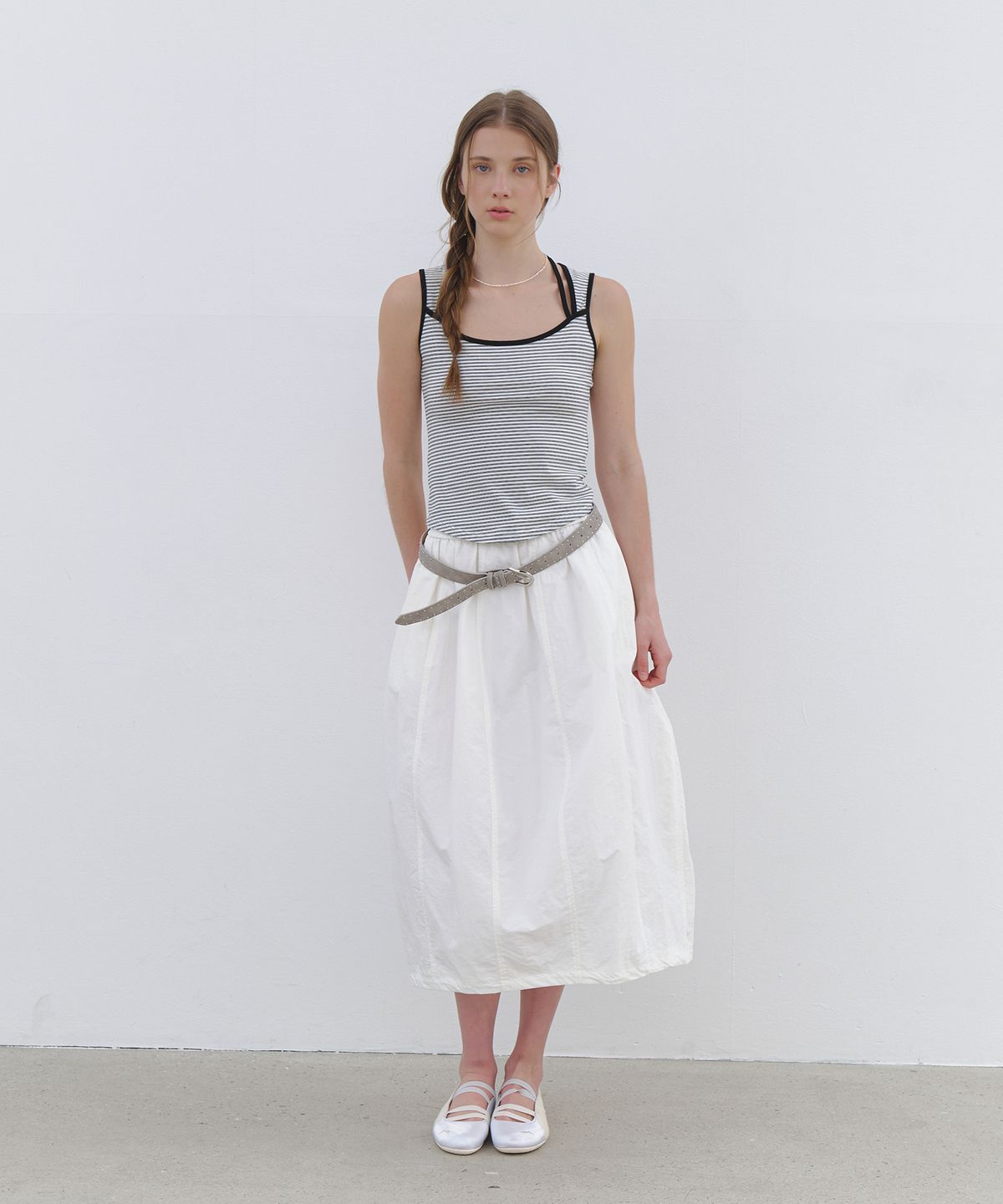 클루니(CLUNY) Tulip Volume Long Skirt - black