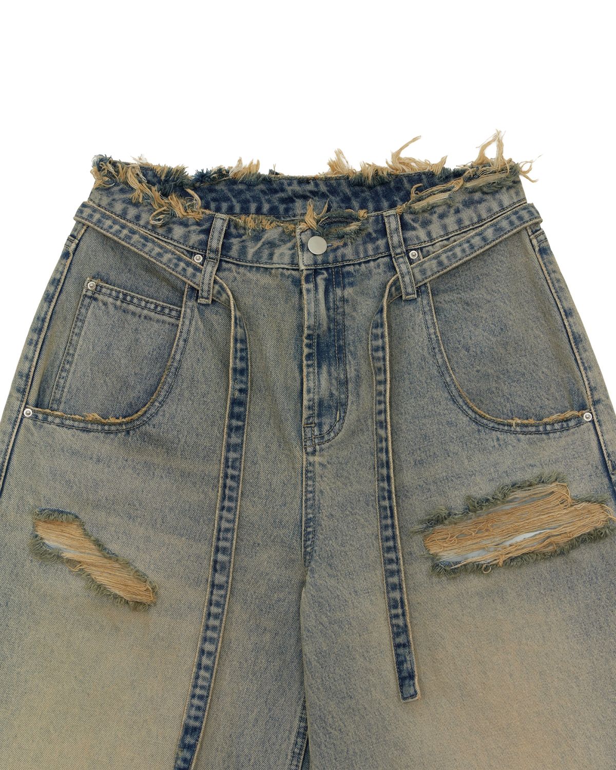 노 엑스트라 터치(NO EXTRA TOUCH) Destroyed Tin Burmuda Pants / 25SMPT001BL