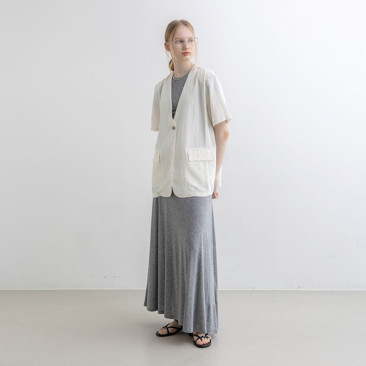 웬스데이딜라잇(WEDNESDAY DELIGHT) WD_Solid color short sleeve jacket_2color