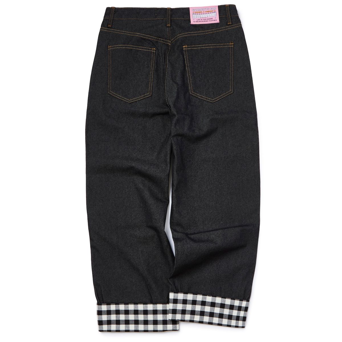 가먼츠팹(GARMENTS FAB) Check Turn Up Denim Pants (BLACK)