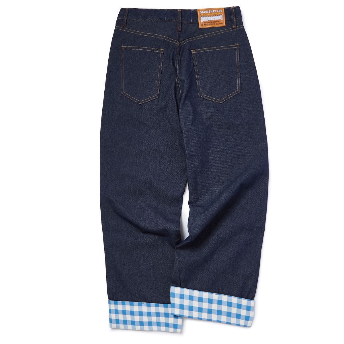 가먼츠팹(GARMENTS FAB) Check Turn Up Denim Pants (BLUE)