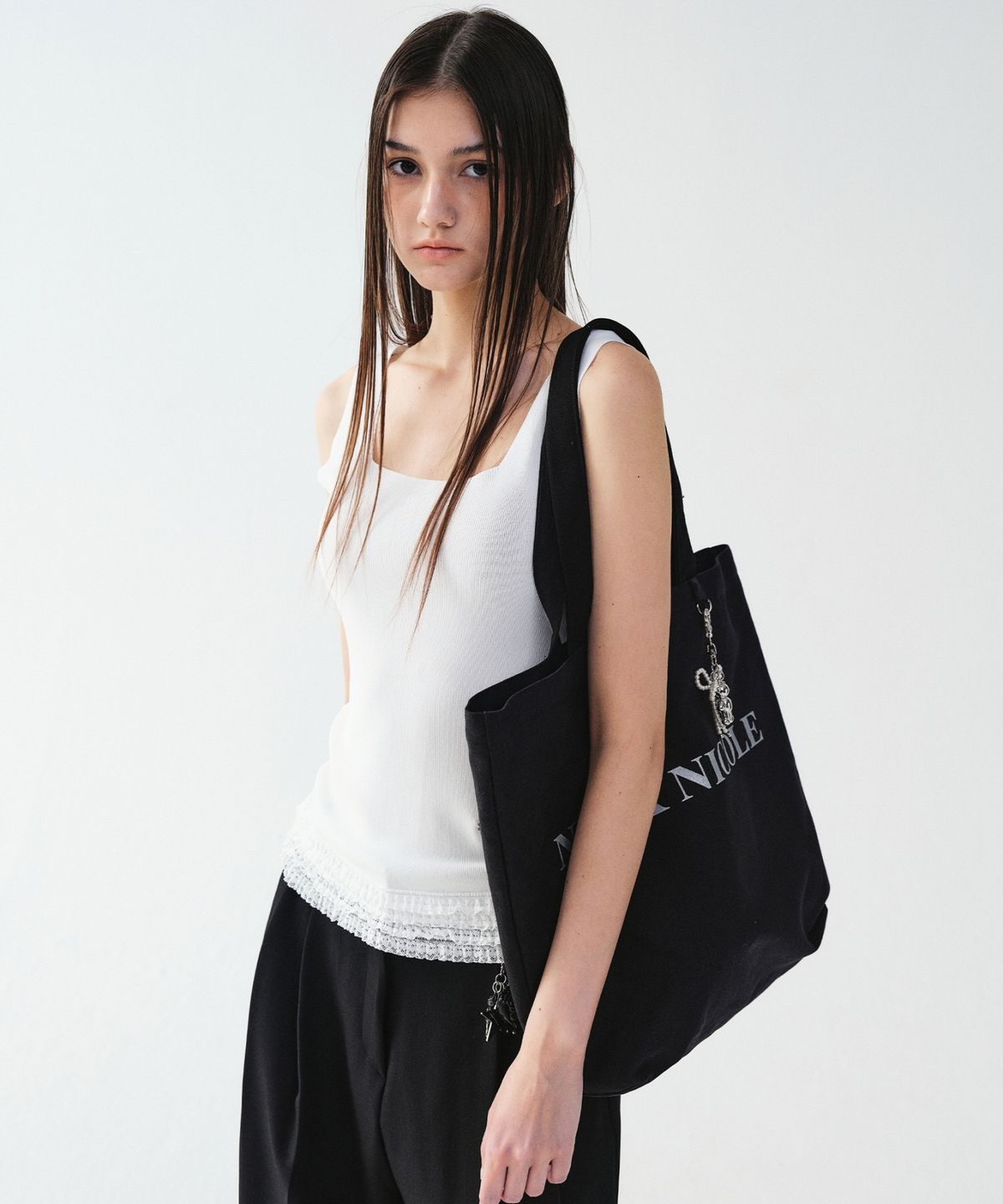 닉앤니콜(NICK&NICOLE) NICOLE RING CANVAS ECOBAG_BLACK