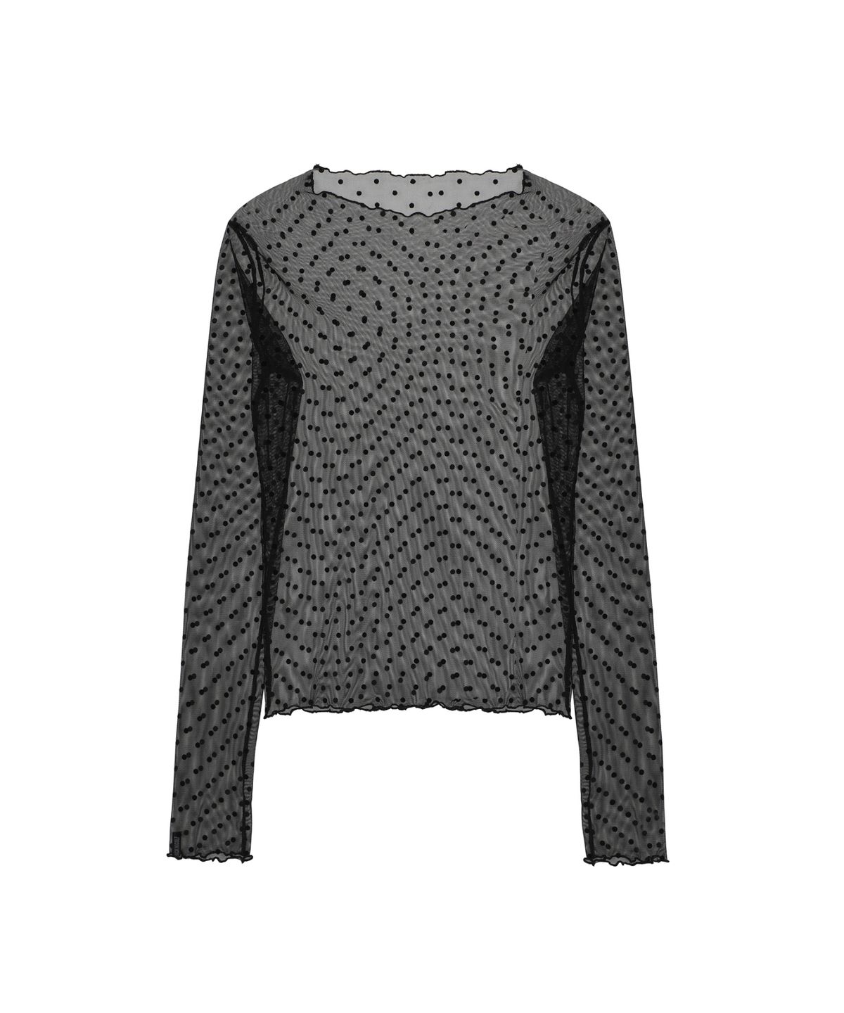 닉앤니콜(NICK&NICOLE) DOT MESH SCARF TOP_BLACK