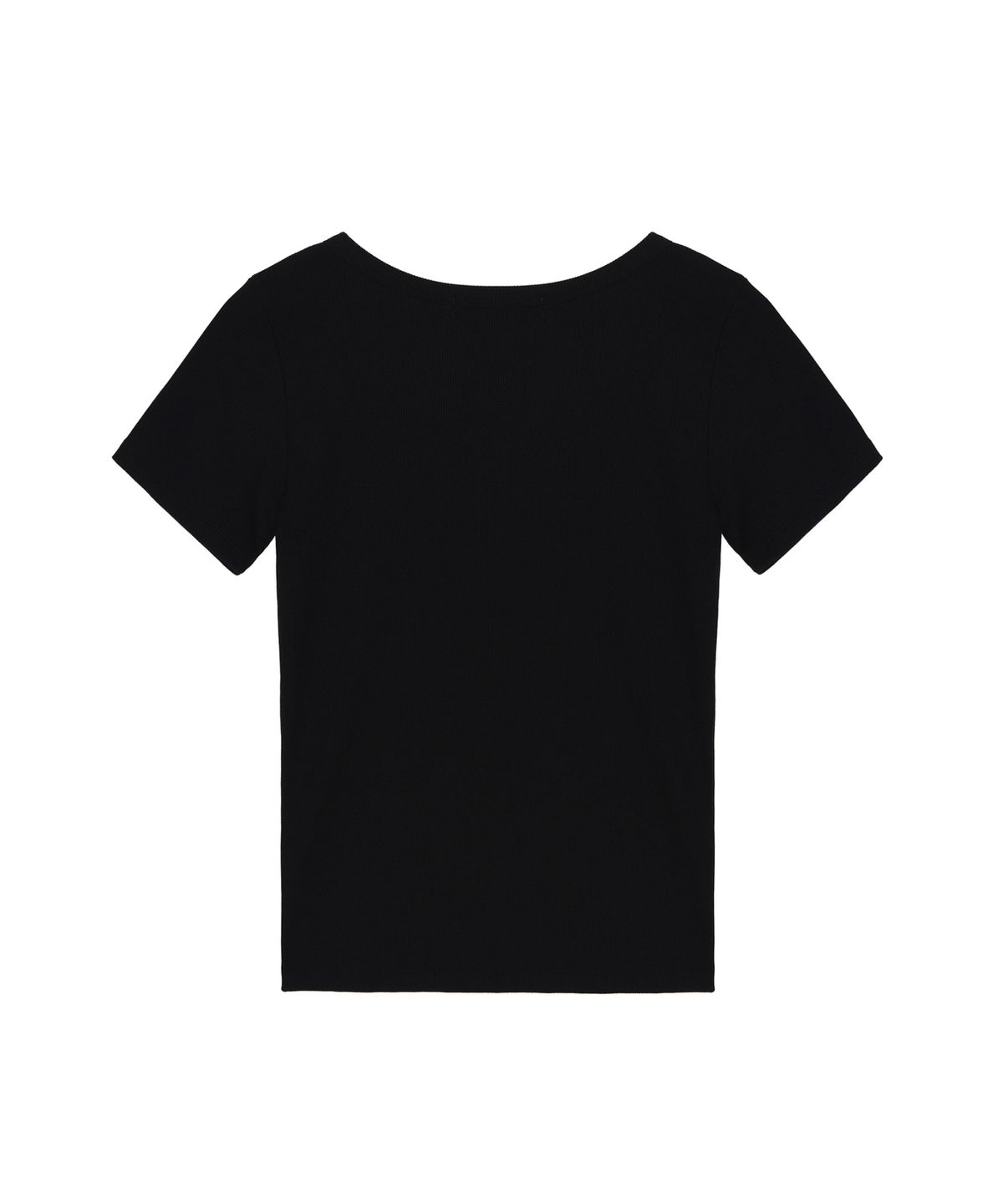 닉앤니콜(NICK&NICOLE) LABEL SLIM HALF TOP_BLACK