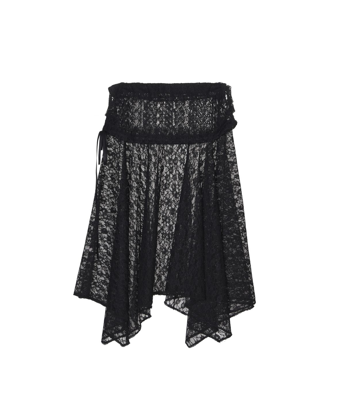 닉앤니콜(NICK&NICOLE) LACE SHIRRING FLARE MIDI SKIRT_BLACK
