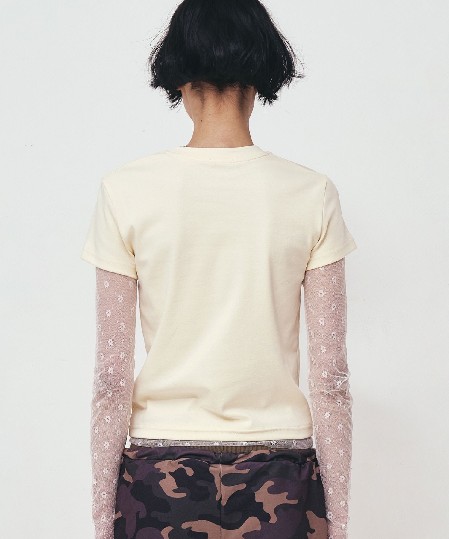 MUSINSA公式 | NICK&NICOLE LABEL RIBBED HALF TOP_BUTTER