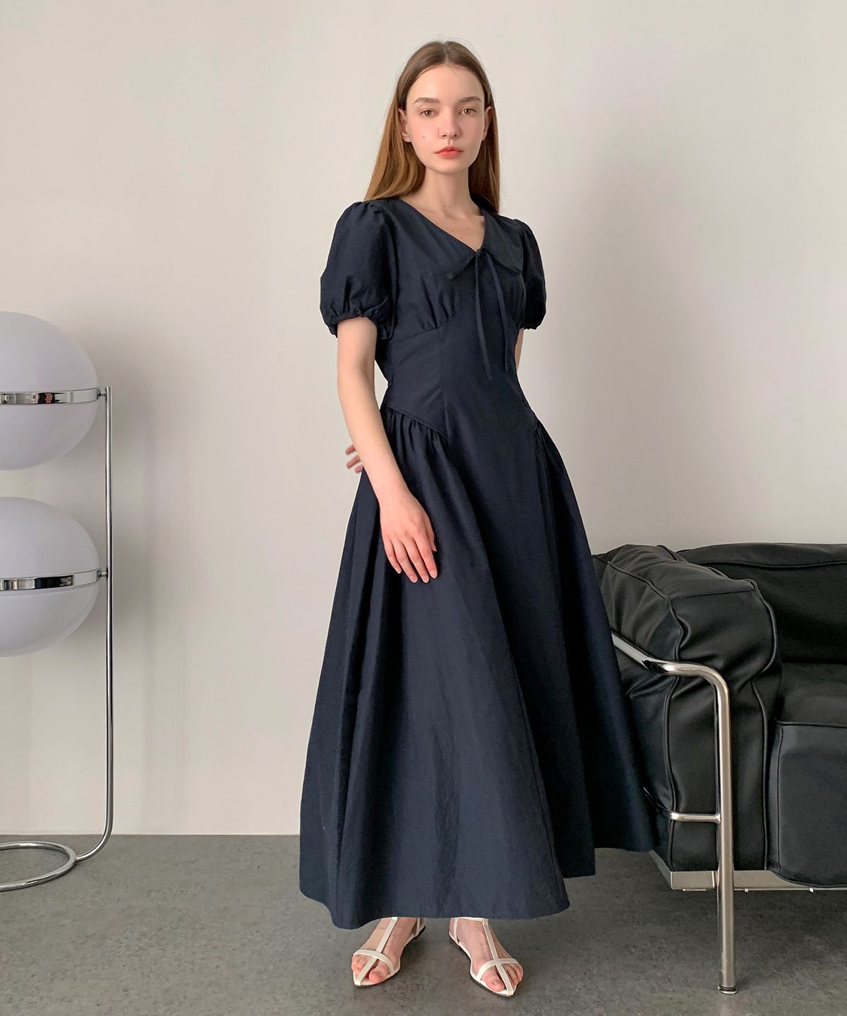 바스카라(VASCARA) Shirring Puff Ribbon Long Dress (3colors)