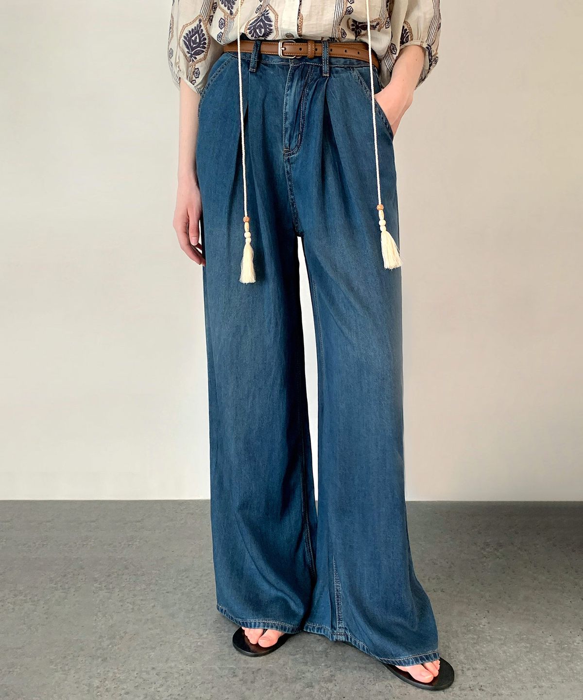 바스카라(VASCARA) Wide Tencel Pin-Tuck Denim Pants (2colors)