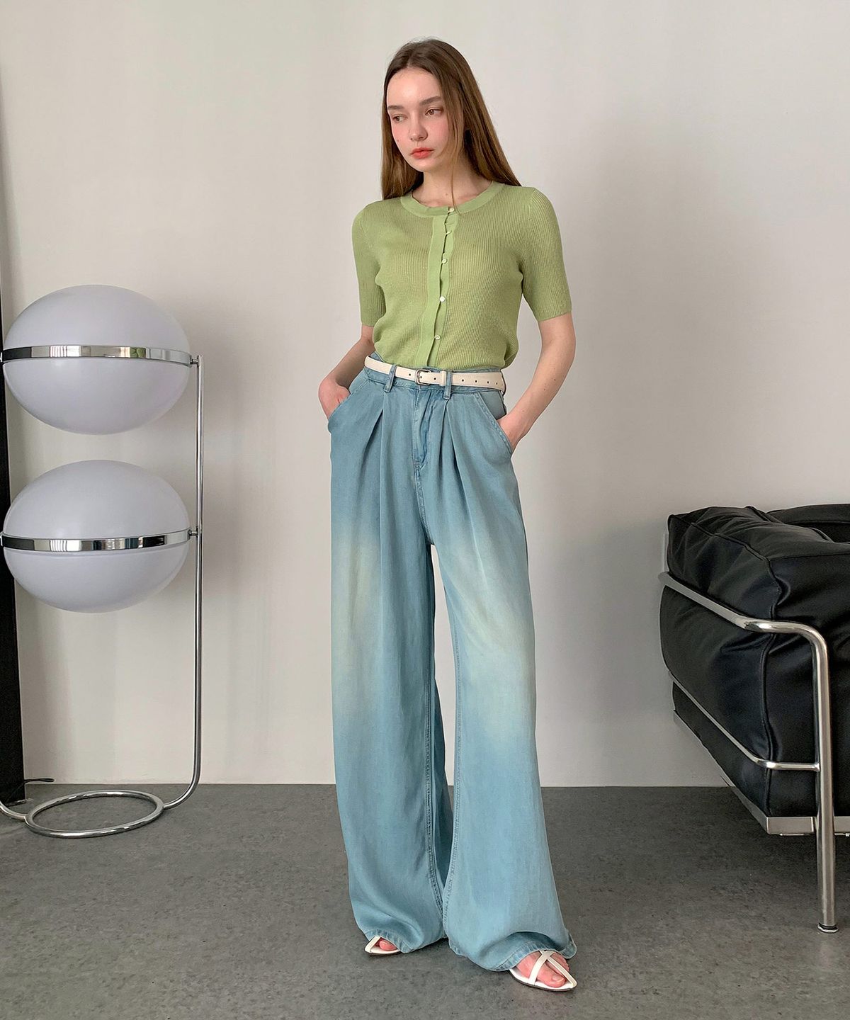 바스카라(VASCARA) Wide Tencel Pin-Tuck Denim Pants (2colors)
