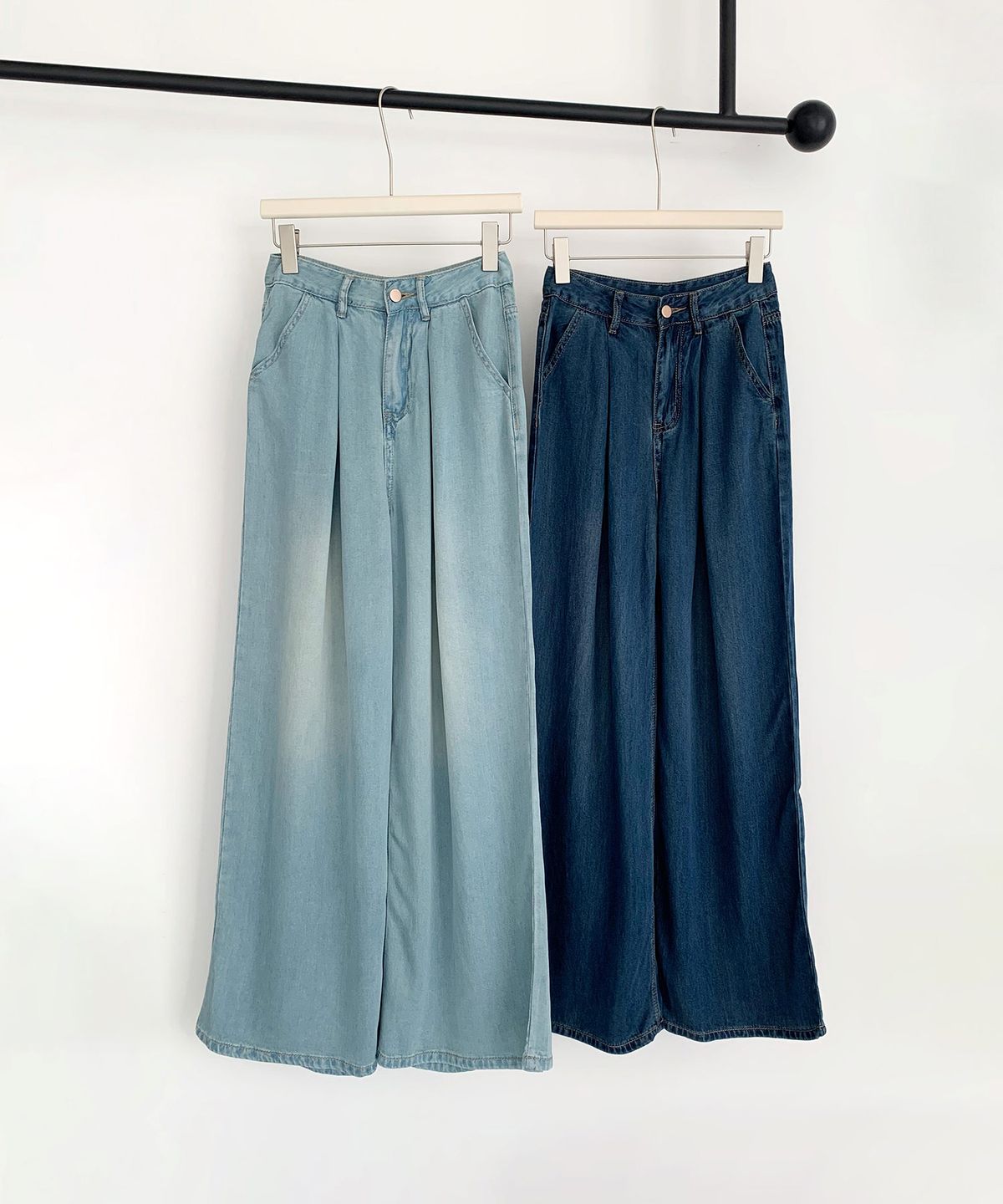 바스카라(VASCARA) Wide Tencel Pin-Tuck Denim Pants (2colors)