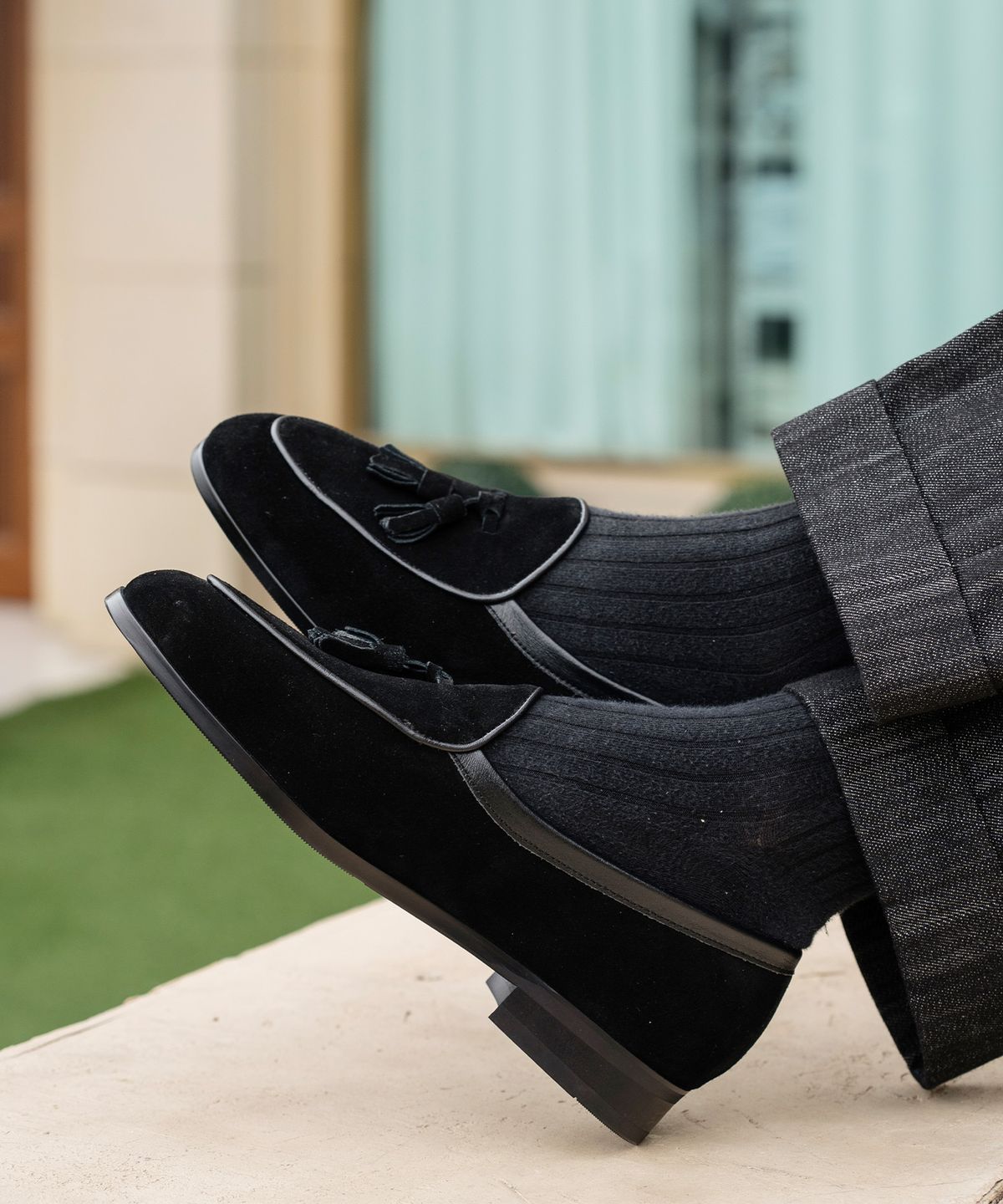 올클래식(ALLCLASSIC) ALC4402 벨지안 테슬 로퍼_black suede