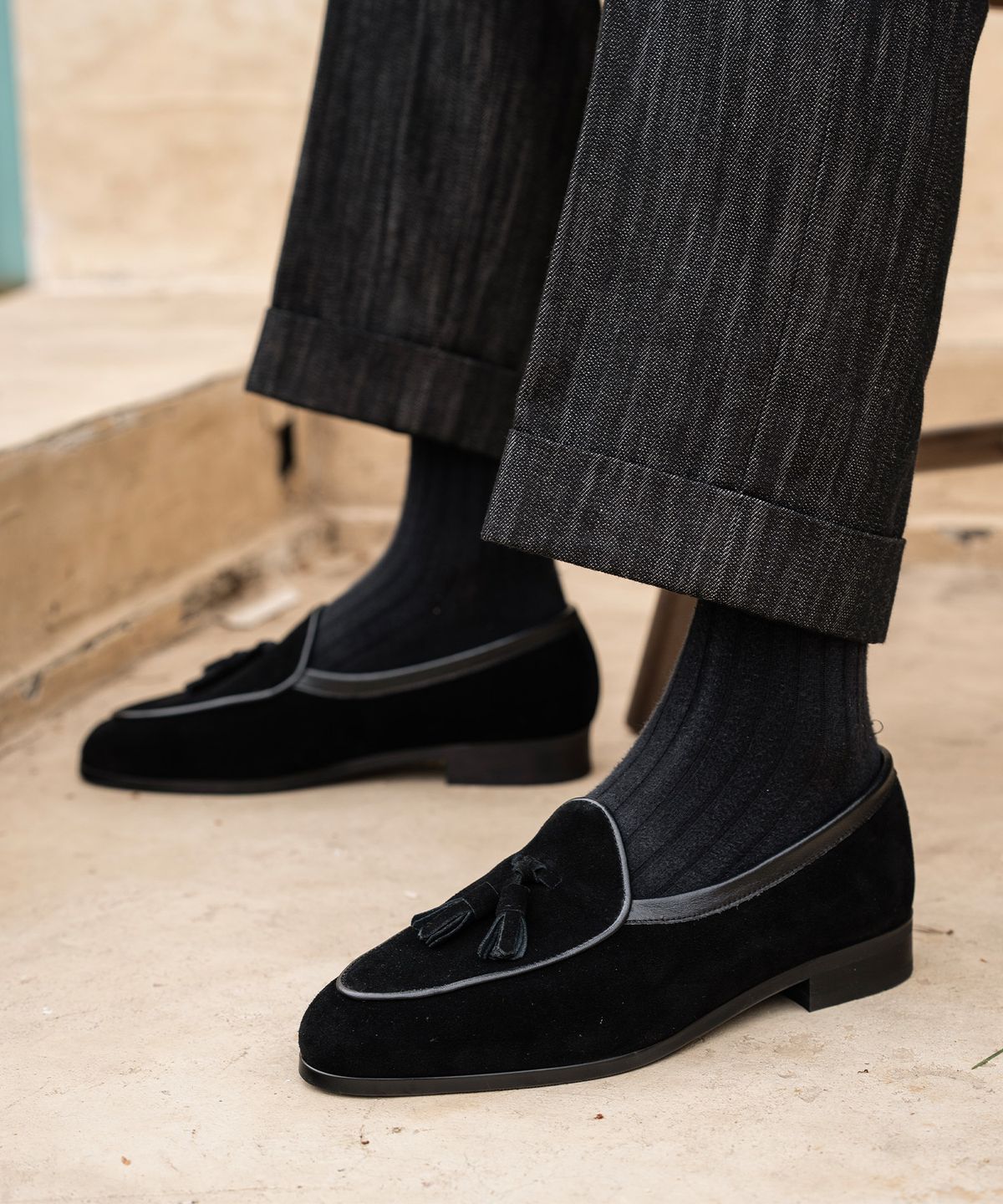 올클래식(ALLCLASSIC) ALC4402 벨지안 테슬 로퍼_black suede