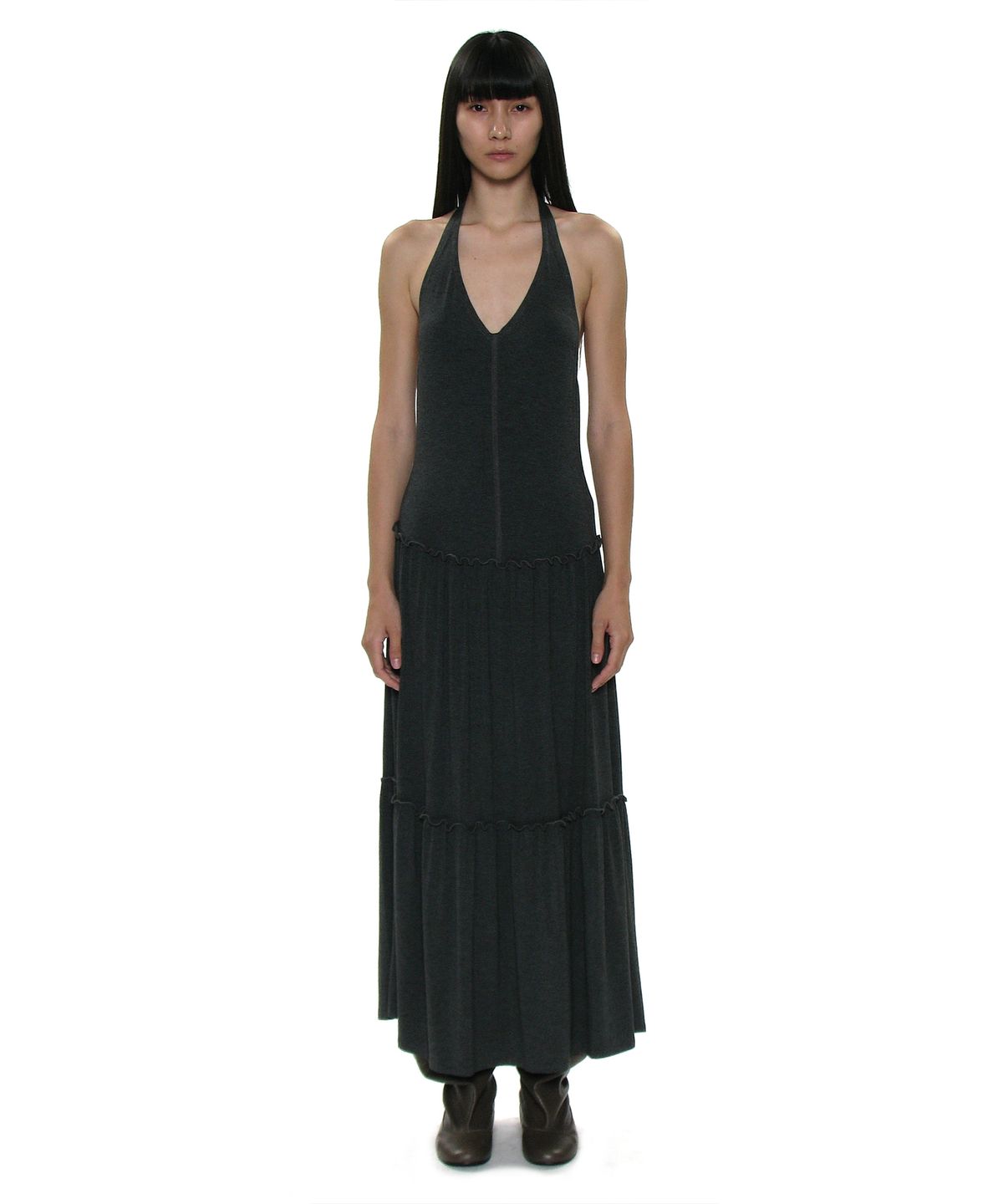 파르티멘토 우먼(PARTIMENTO WOMEN) PWC 홀터넥 티어드 셔링 드레스_7컬러